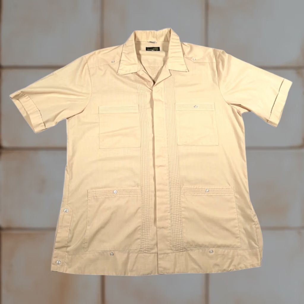 Vintage VINTAGE Guayabera Shirt Adult LARGE Brown Cuban Wedding Embroidered Buttons 70s Size US L / EU 52-54 / 3 - 1 Thumbnail