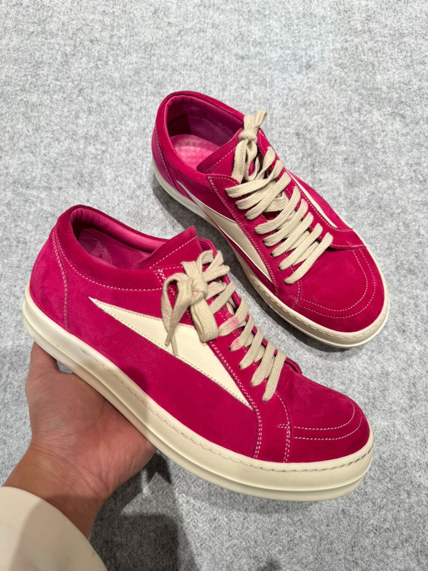 Rick Owens rick owens low-top pink suede sneakers Size US 8 / EU 41 - 1 Thumbnail