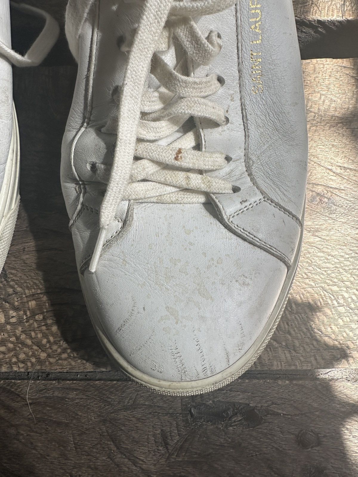Saint Laurent Paris Saint Laurent Paris Low White Leather Camo Sneakers Rare Size US 8.5 / EU 41-42 - 3 Thumbnail