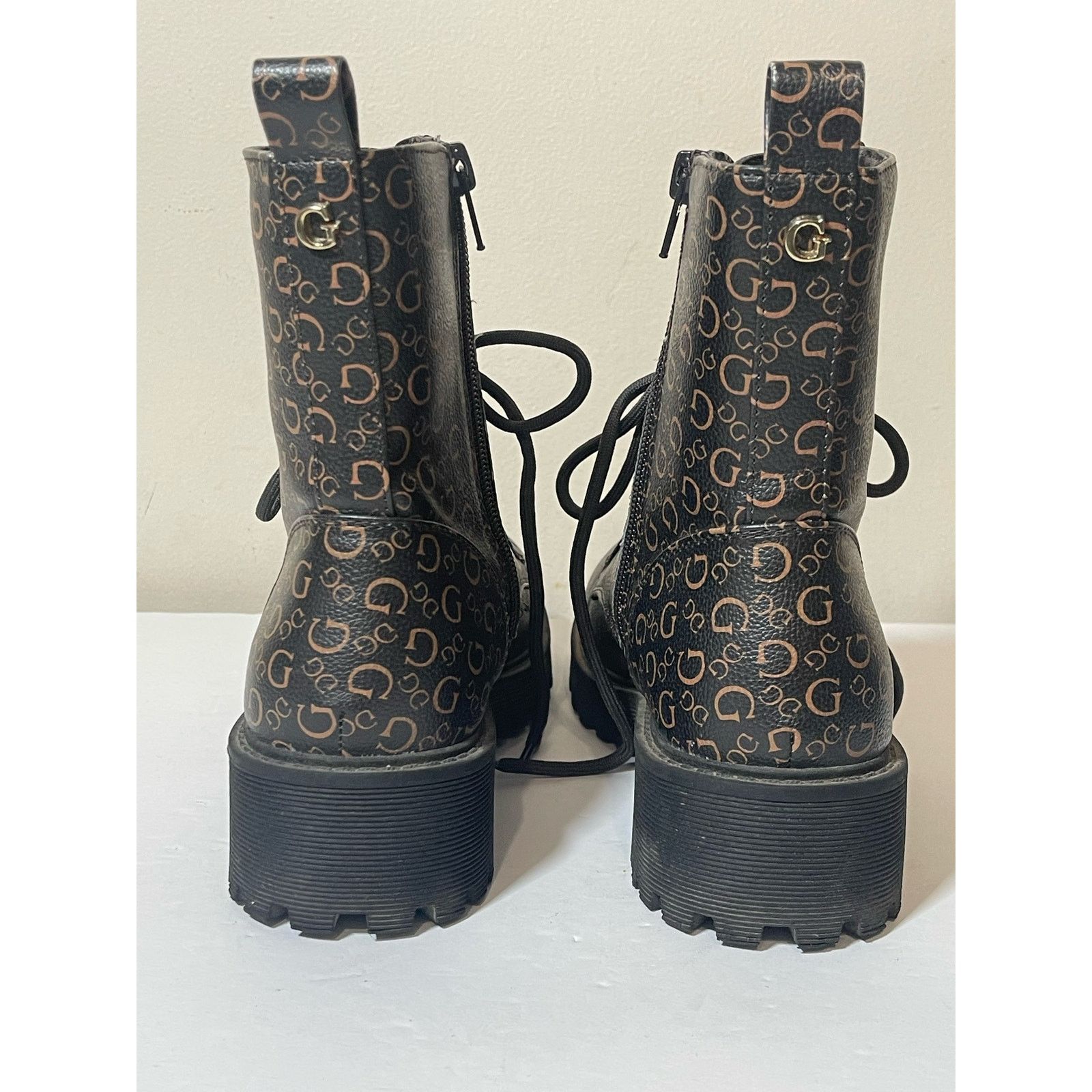 Guess GUESS Locate Fleece Lined Leather Dark Brown Combat Boots Size US 7 / IT 37 - 8 Thumbnail