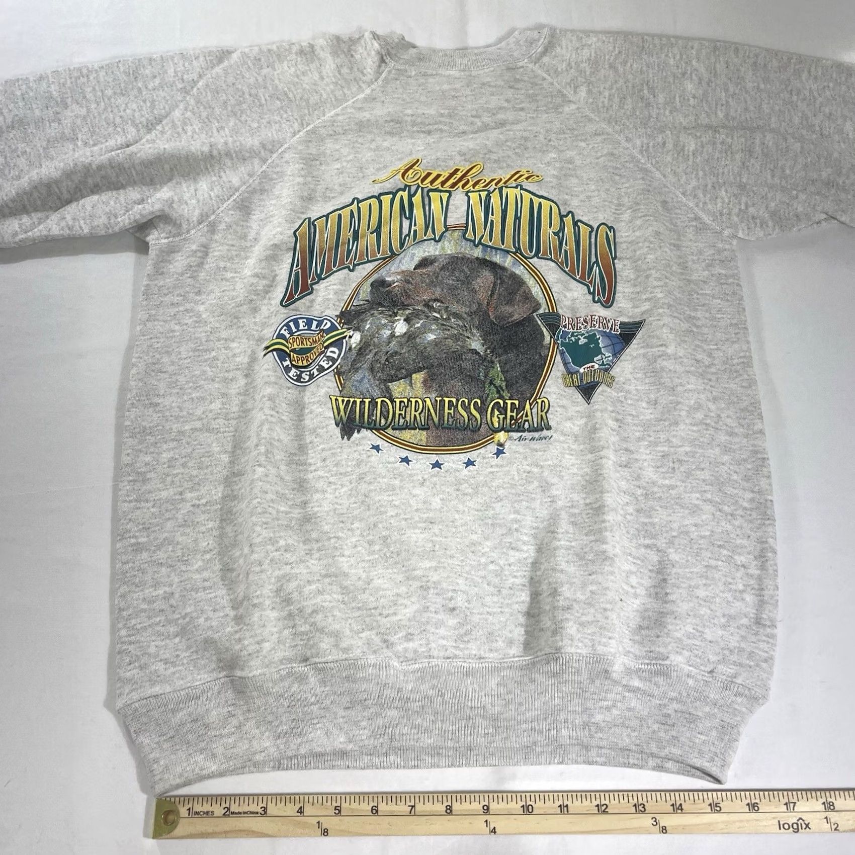 Hanes VINTAGE Hanes Sweatshirt Unisex Adults L Gray 90s Hunting Graphic Duck Waves Air L/S Crew Neck Pullover American USA Size US L / EU 52-54 / 3 - 7 Thumbnail