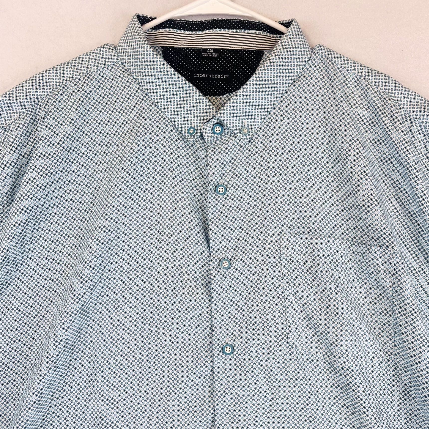 Vintage Interaffair Shirt Mens 4XL Blue Geometric Print Short Sleeve Button-Down Pocket Shirt Size US XXL / EU 58 / 5 - 2 Thumbnail