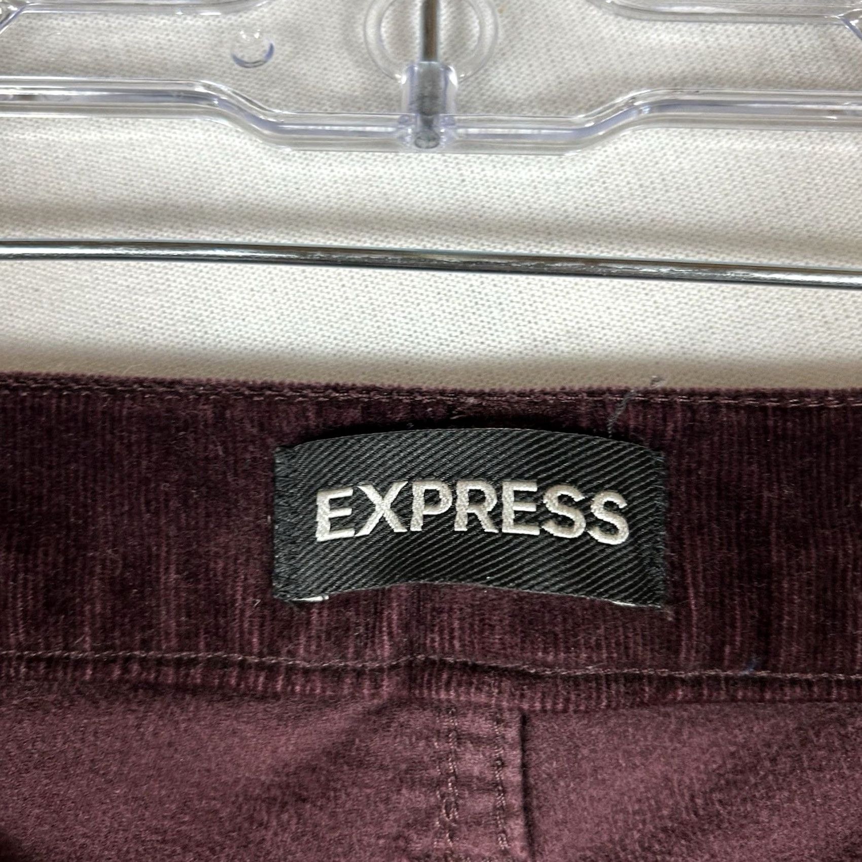 Express Express Corduroy Mid Rise Legging Pants Womens 10 Regular Maroon Dark Red Casual Size 32" / US 10 / IT 46 - 5 Thumbnail
