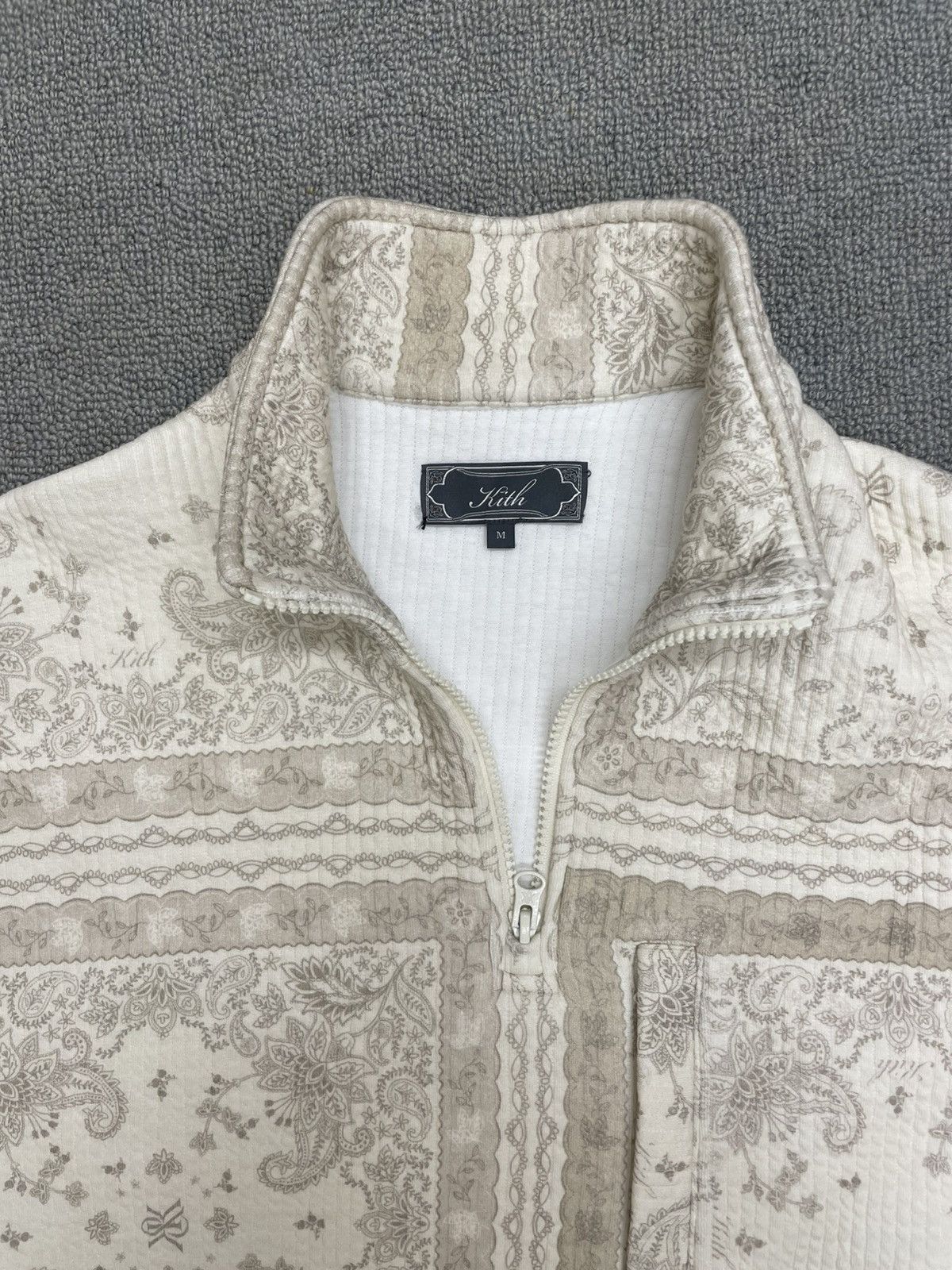 Kith Kith Beige Paisley 1/4 Zip Pullover Size US M / EU 48-50 / 2 - 2 Thumbnail