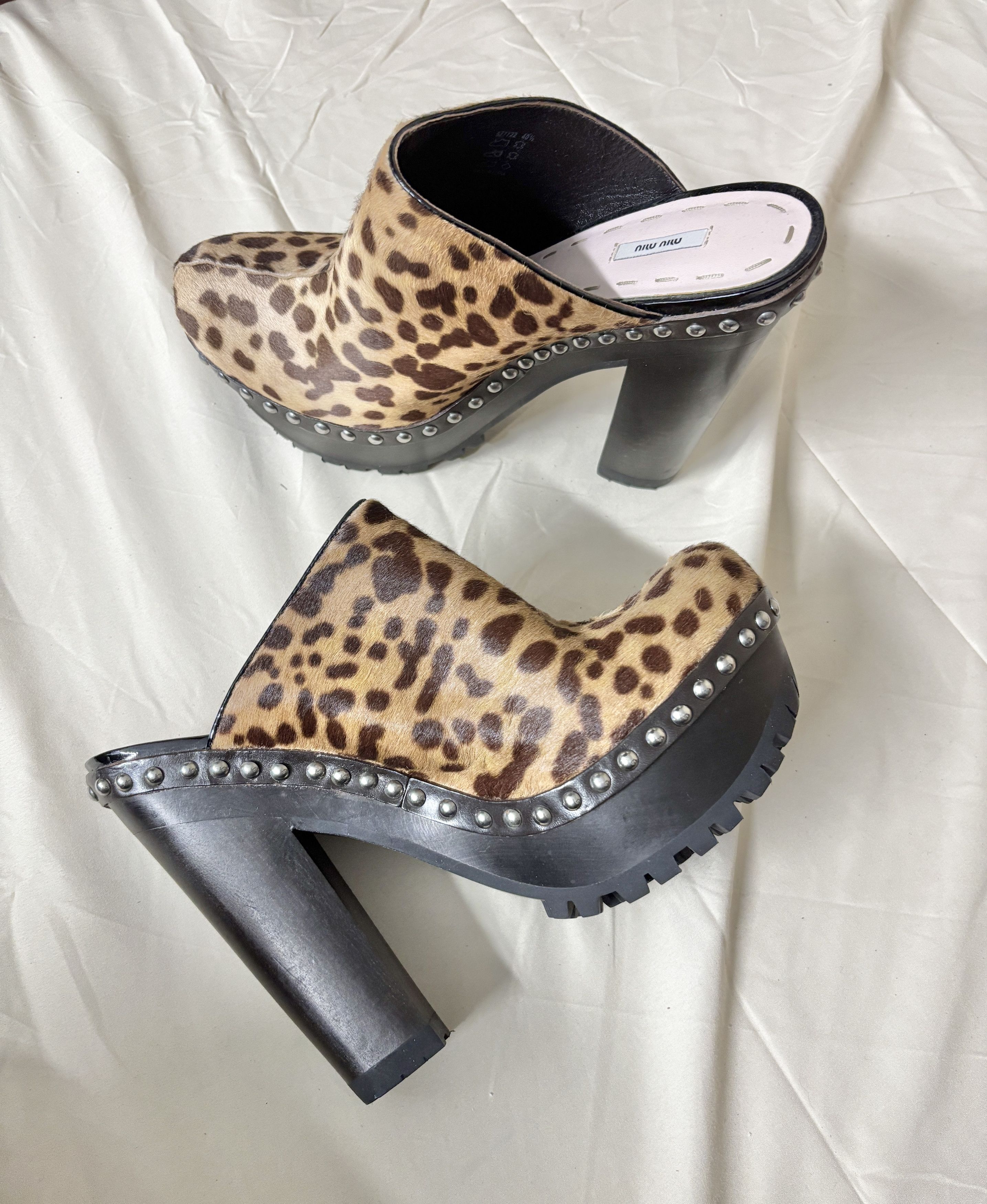 Miu Miu Miu Miu Animal Print Platform Clogs Size US 10.5 / IT 40.5 - 5 Thumbnail