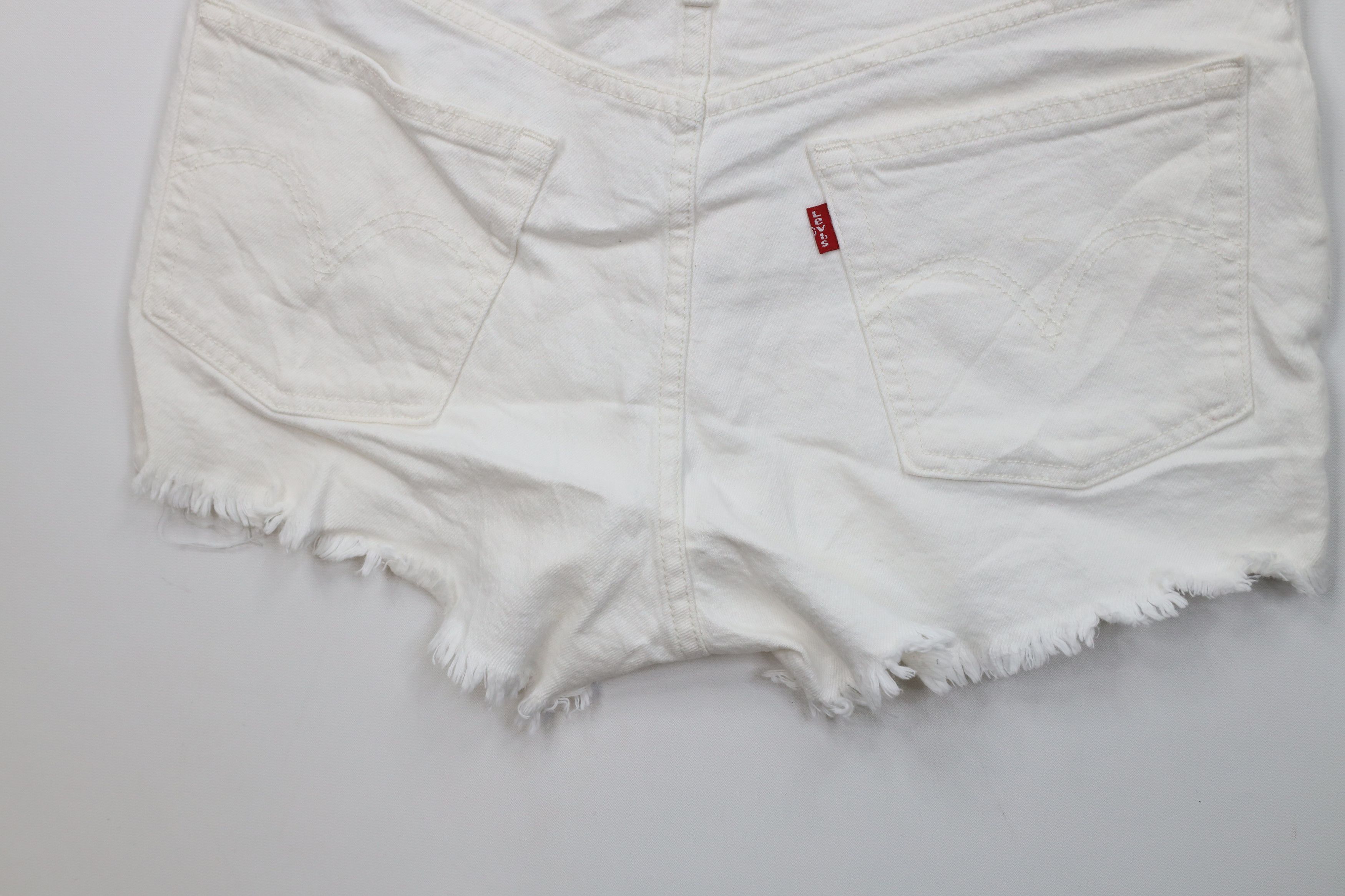 Levi's Vintage Y2K Levis 501xx Fly Cut Off Denim Jean Shorts White Size 28" / US 6 / IT 42 - 12 Thumbnail