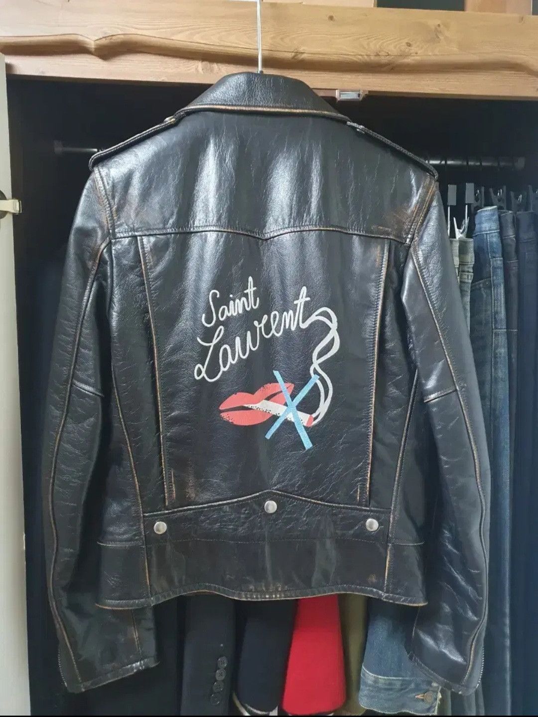Hedi Slimane × Saint Laurent Paris 13ss Cafe Racer Leather Jacket