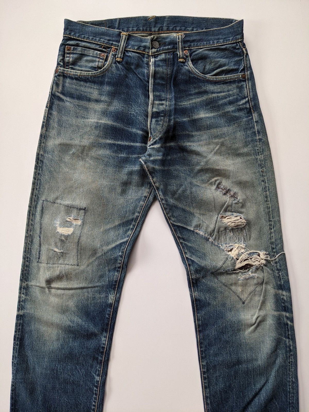 Evisu Evisu daicock distressed selvedge custom jeans Size US 31 - 2 Thumbnail