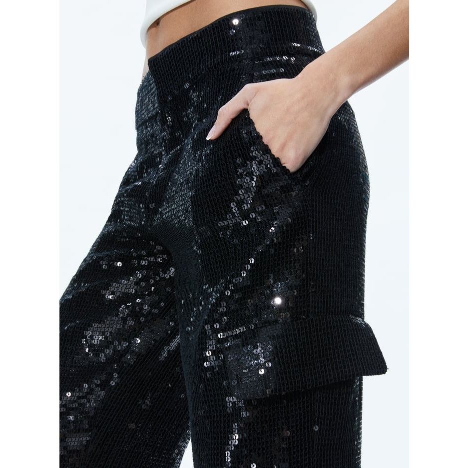 Alice + Olivia Alice + Olivia Hayes Sequin Cargo Pants black size 2 Size 26" / US 2 / IT 38 - 3 Thumbnail