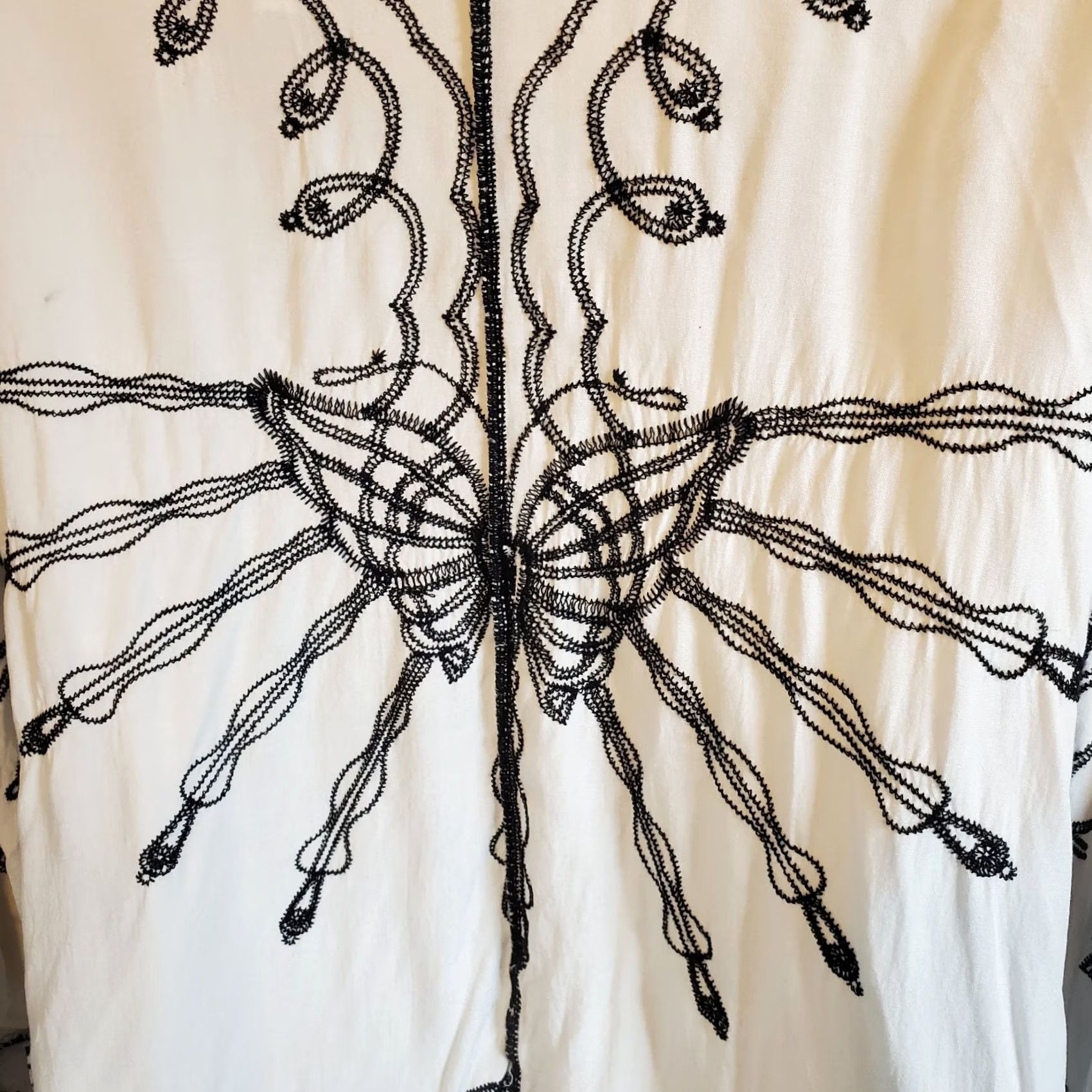 Vintage VINTAGE Draper And Damons Butterfly Embroidered Kimono Blouse Sz XL Boho Hippie *Read Size XL / US 12-14 / IT 48-50 - 7 Thumbnail