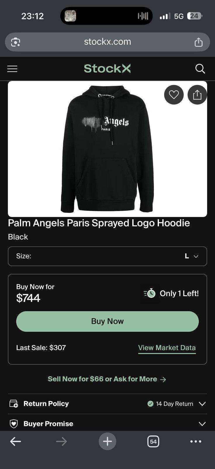 Palm Angels Palm Angels Paris Sprayed black hoodie Size US L / EU 52-54 / 3 - 11 Thumbnail