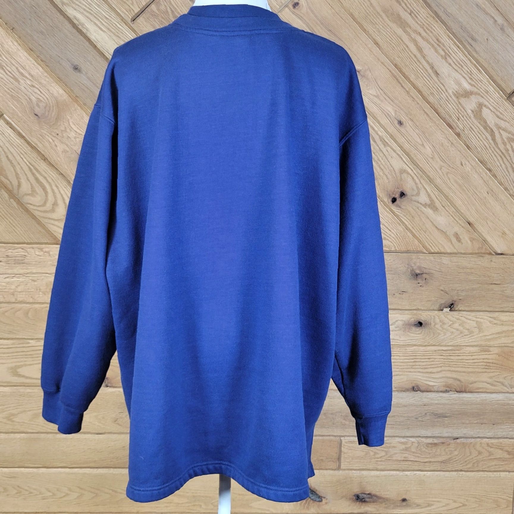 Vintage Nutcracker Womens Plus Size Embroidered Christmas Pullover Sweater Blue 2X Ladies Raglan Sleeve Mock Neck Christmas Theme Pullover Size XXL / US 16-18 / IT 52-54 - 5 Thumbnail