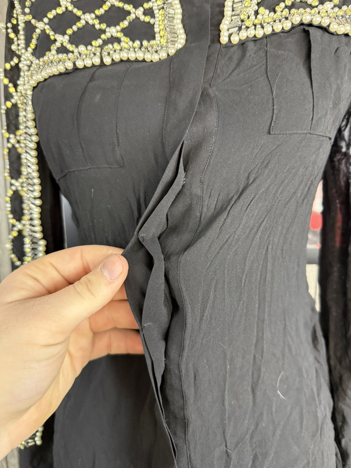 Balmain Balmain x H&M Black Embellished Sheer Long-Sleeve Size XS / US 0-2 / IT 36-38 - 5 Thumbnail