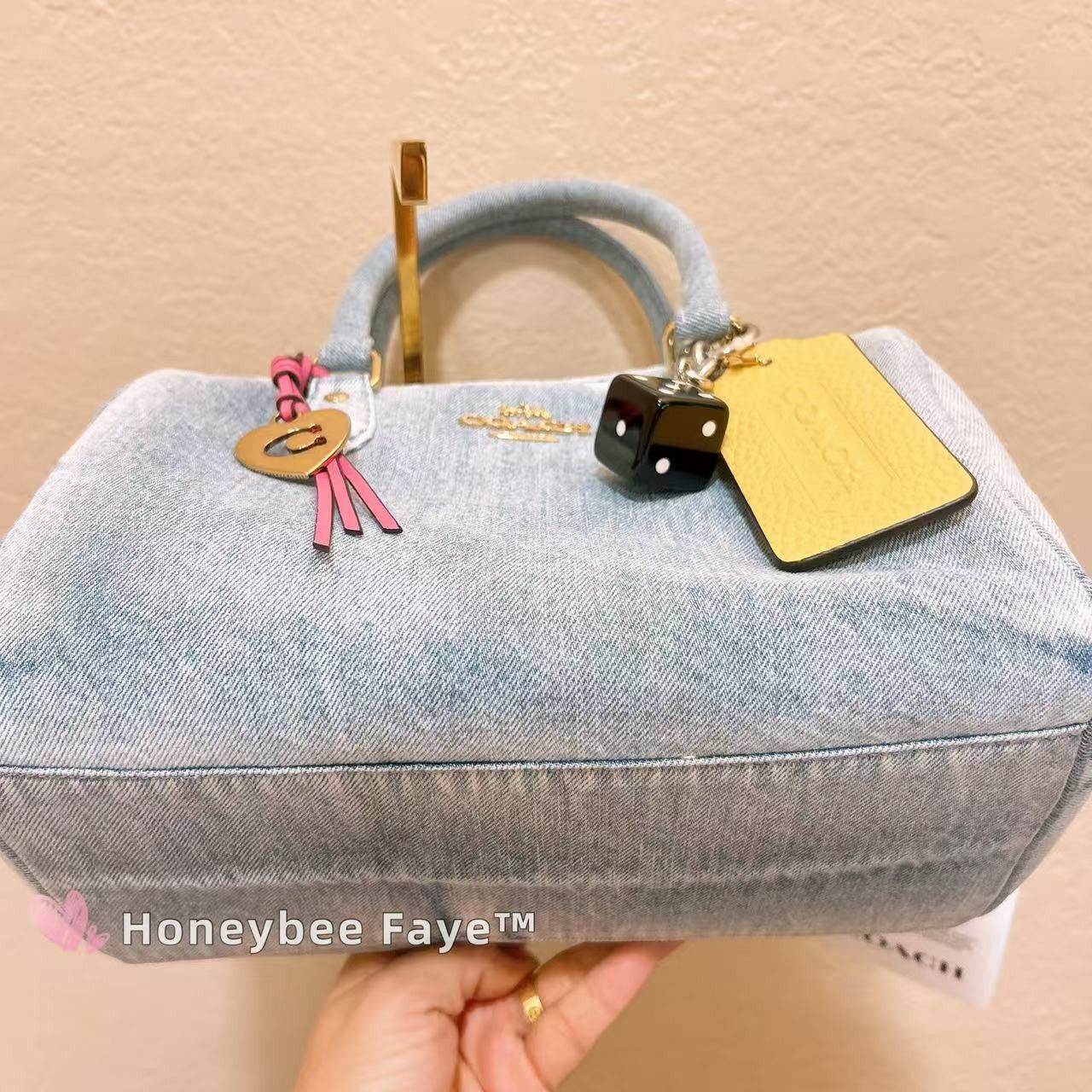 Coach Rowan Satchel Bag In Loved Denim With Charms CDY74 Size ONE SIZE - 6 Thumbnail