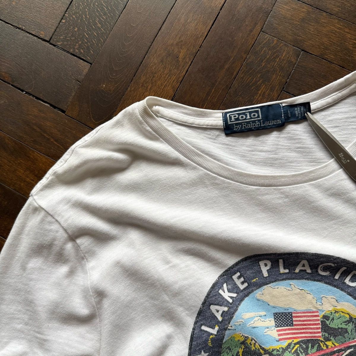 Polo Ralph Lauren Polo by Ralph Lauren White Graphic T-Shirt Lake Placid NY Size US L / EU 52-54 / 3 - 5 Thumbnail