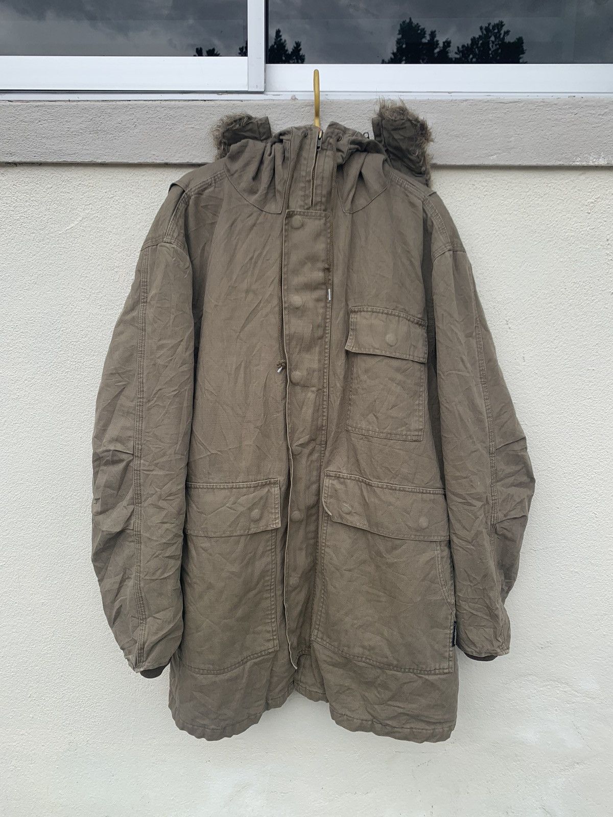 image of Hysteric Glamour Heavy Military Parka Hairy Hoodie in Brown, Men's (Size Large)