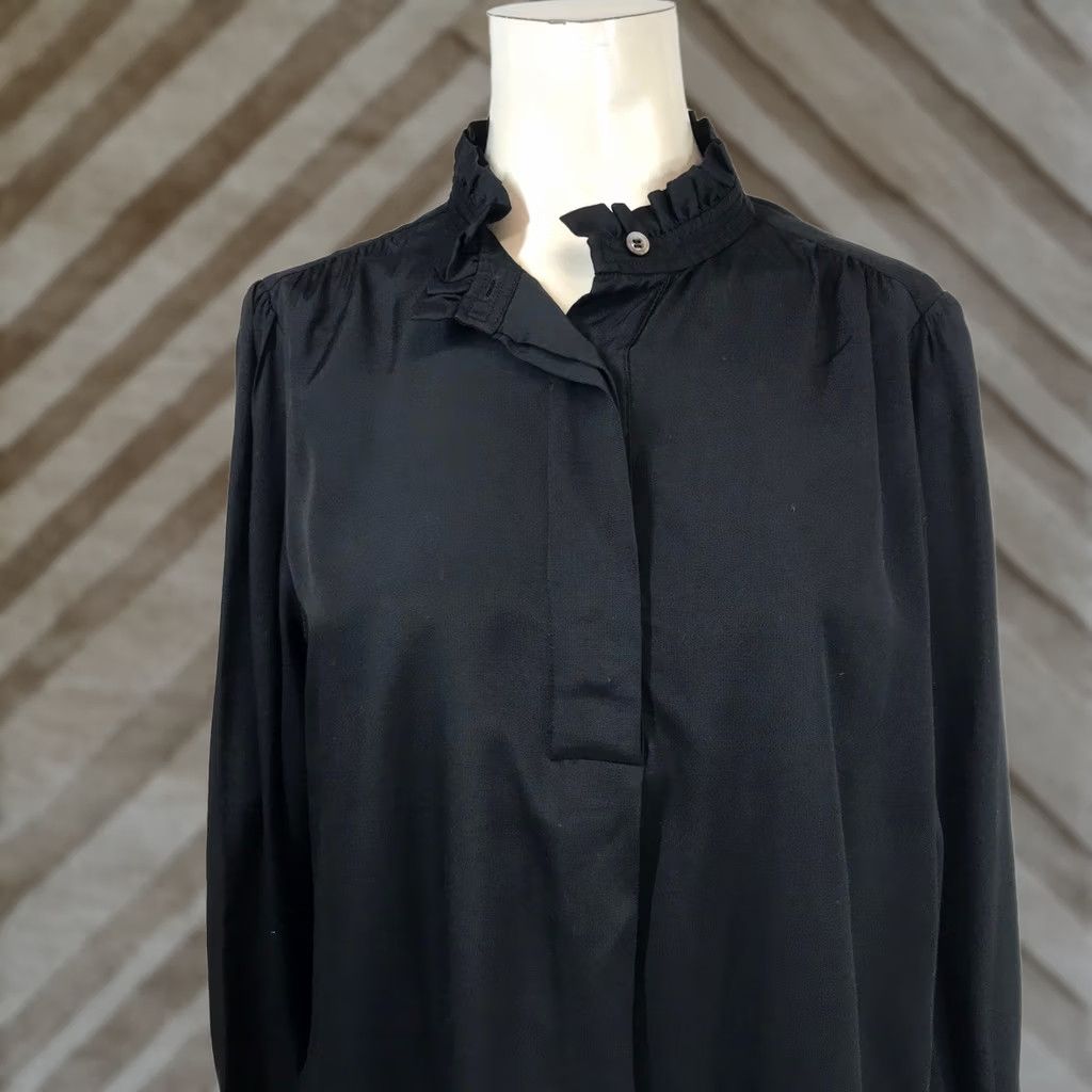 A.P.C. A.P.C. Black Ruffle Collar Blouse Long Sleeve Top FR 42 Women Size M / US 6-8 / IT 42-44 - 1 Thumbnail
