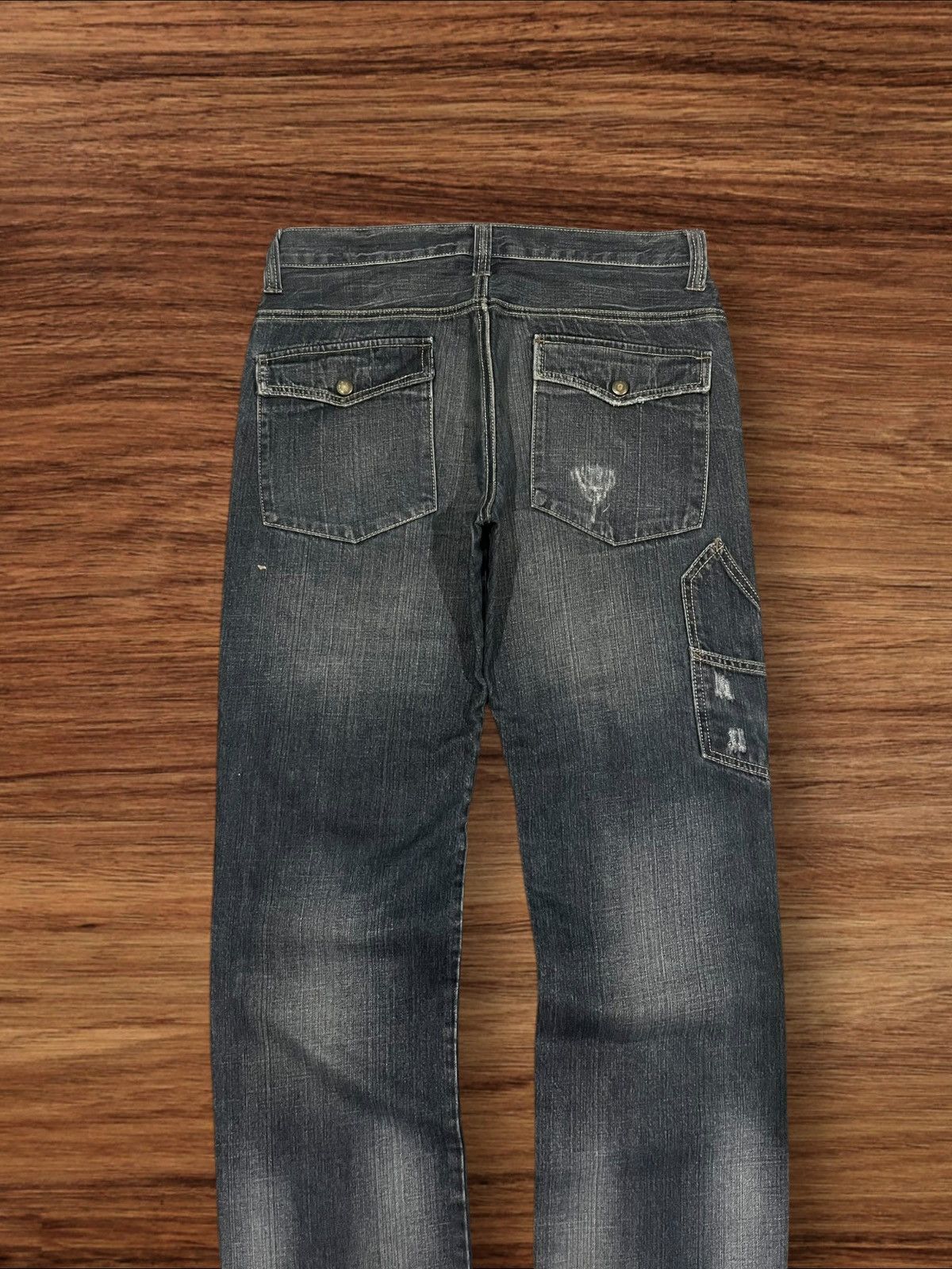 Japanese Brand × Le Grande Bleu (L.G.B.) × Tornado Mart Vintage Japanese Double Knee Multi Pocket Distressed Jeans Size US 31 - 5 Thumbnail