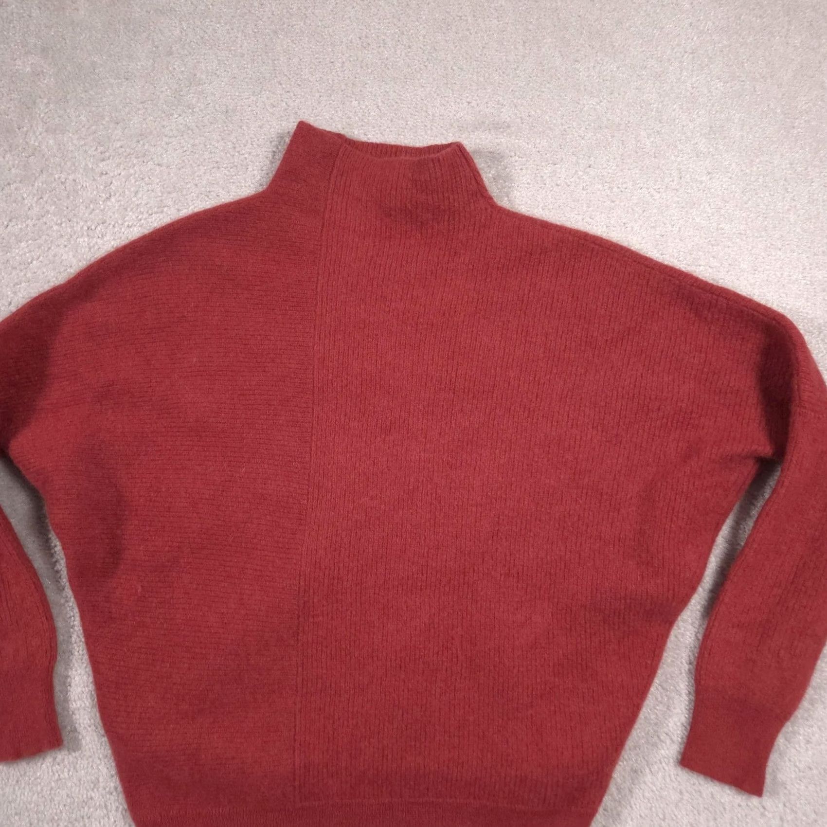 Saks Fifth Avenue Saks Fifth Avenue Sweater Womens XS Red Cashmere Mock Neck Dolman Knit Pullover Size XS / US 0-2 / IT 36-38 - 4 Thumbnail