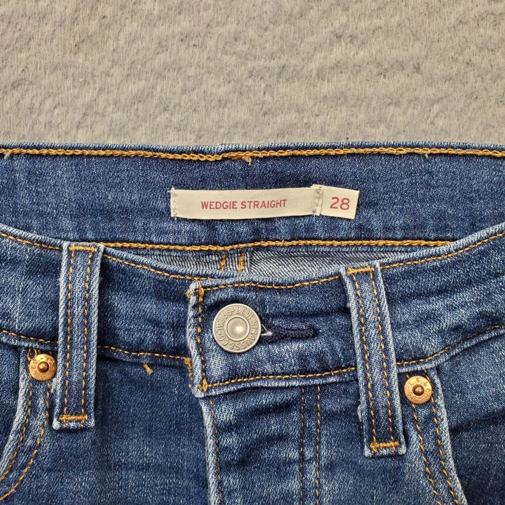 Levi's Levi's Wedgie Straight Jeans Mens 28x26 Blue Denim Red Tab Button Fly 5-Pocket Jeans Mens Size 28 Blue Size US 28 / EU 44 - 7 Thumbnail