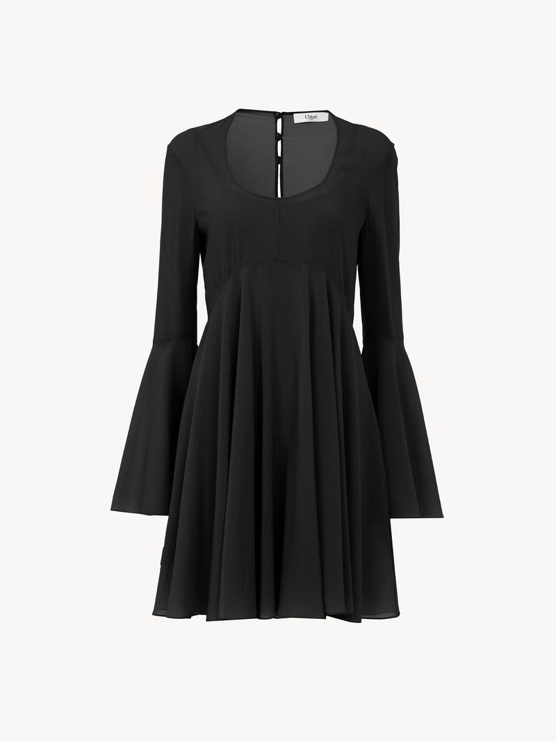 Chloe o1loc1c10226 Flared Mini Dress in Black Size M / US 6-8 / IT 42-44 - 1 Thumbnail