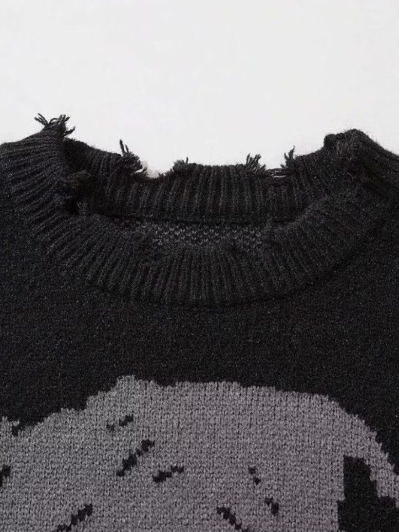 Japanese Brand × PPFM Black colour distressed skull streetwear sweater Size US XL / EU 56 / 4 - 3 Thumbnail