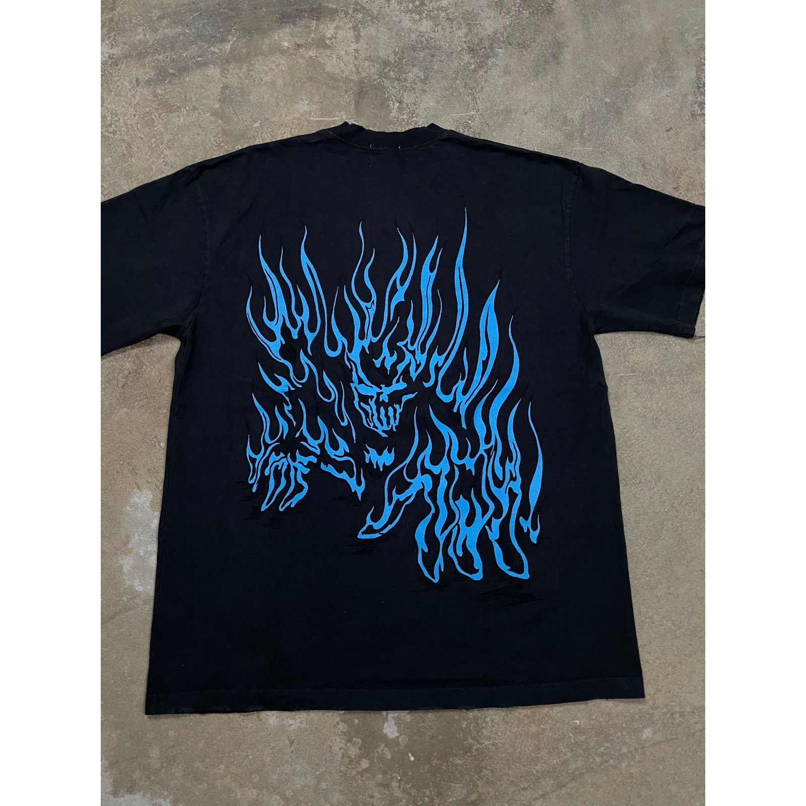 Warren Lotas Warren Lotas Tee Flaming Skull Faded Black Blue XXL New Size US XXL / EU 58 / 5 - 1 Thumbnail