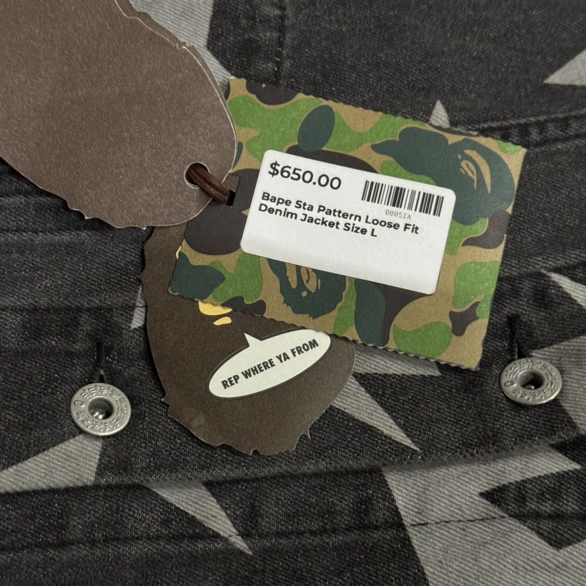 Bape 2022 BAPE STA Pattern Loose Fit Denim Jacket Size US L / EU 52-54 / 3 - 13 Thumbnail
