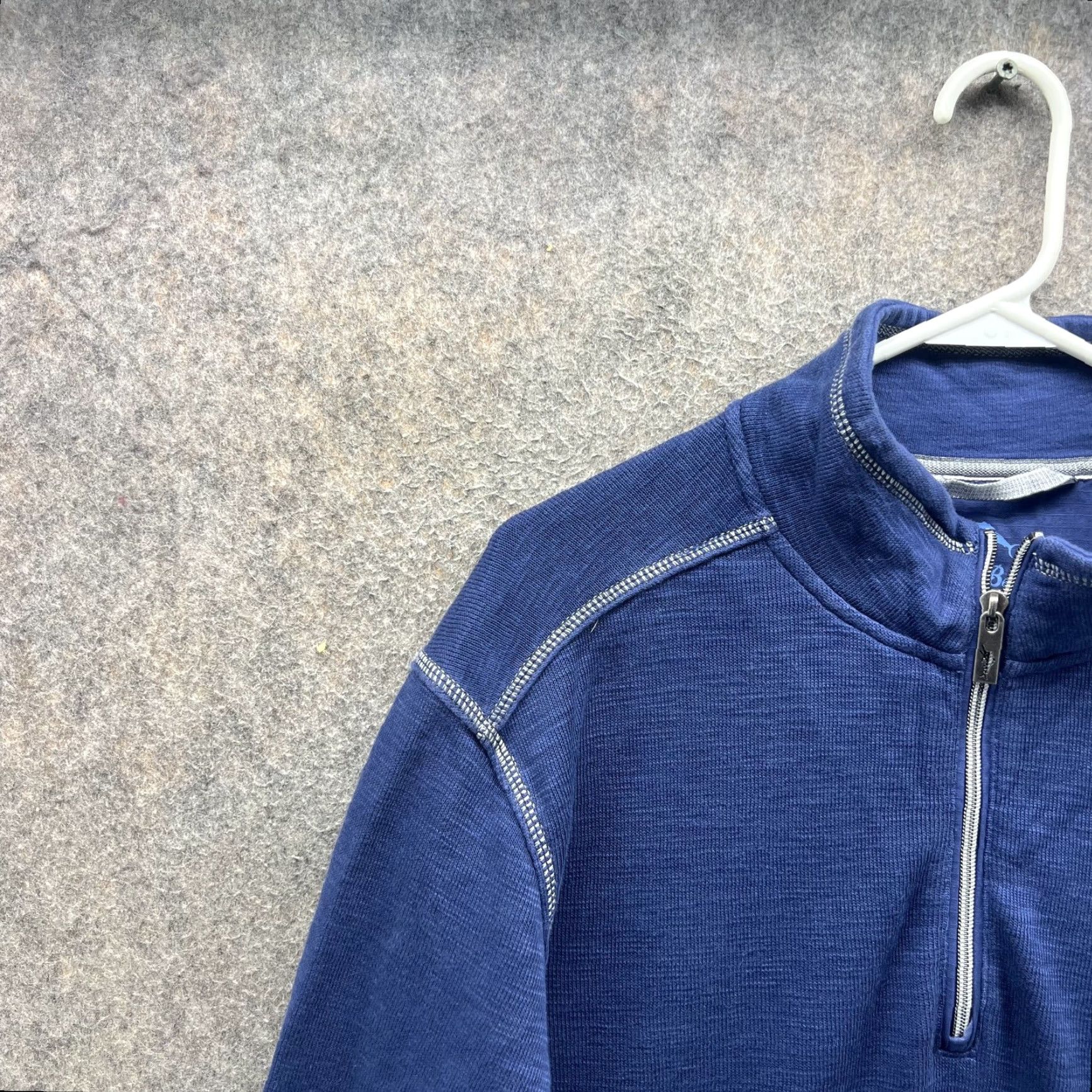 Tommy Bahama Tommy Bahama Sweatshirt Mens L Blue 1/4 Zip Mock Neck Knit Pullover Logo Size US L / EU 52-54 / 3 - 7 Thumbnail