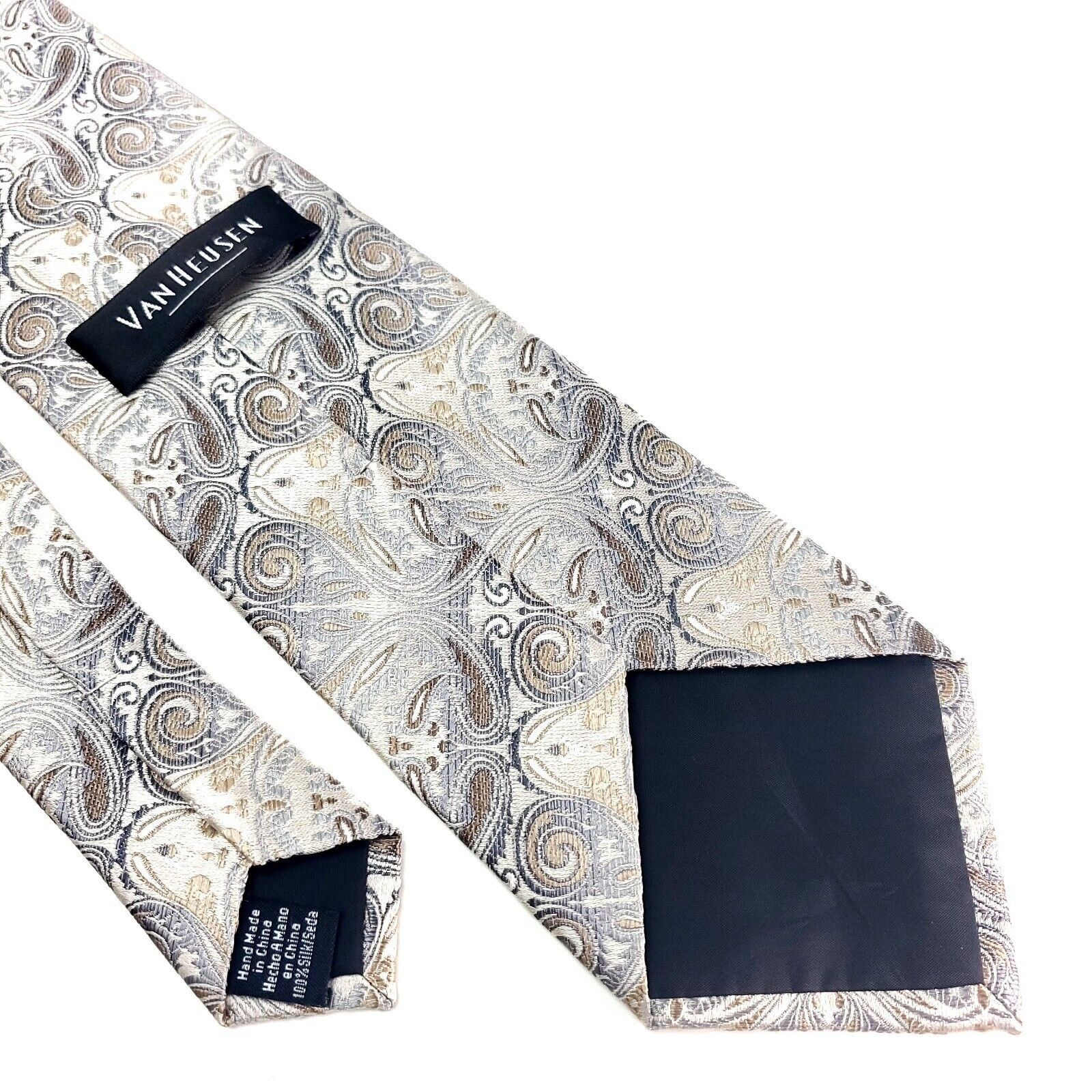 Van Heusen Van Heusen Silk Tie Woven Silver Brown Floral Size ONE SIZE - 5 Thumbnail