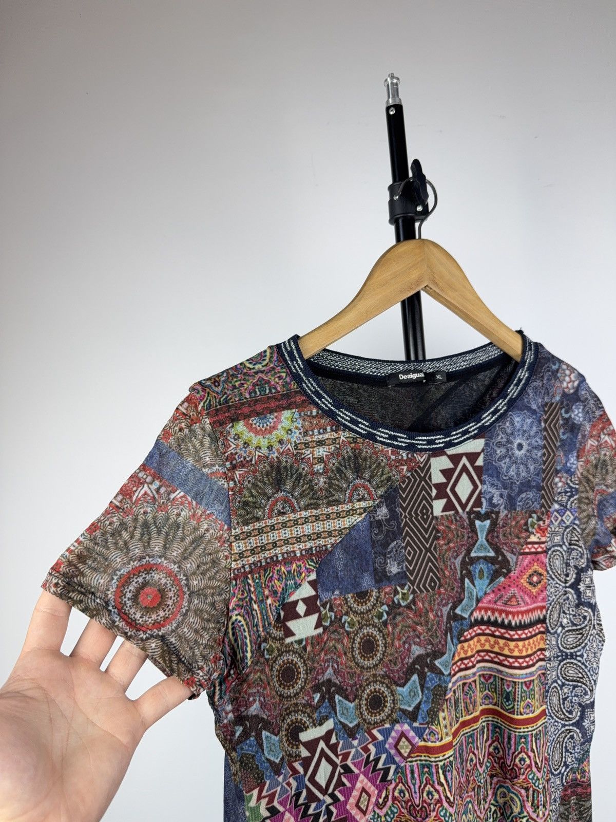 Desigual Desigual Retro Emo Gothic Punk Japanese Style Mesh T Shirt Size XL / US 12-14 / IT 48-50 - 2 Thumbnail