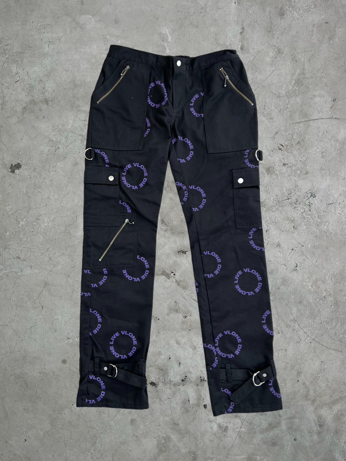 image of Ss/18 Vlone Cargo Bondage Pants in Black, Men's (Size 32)
