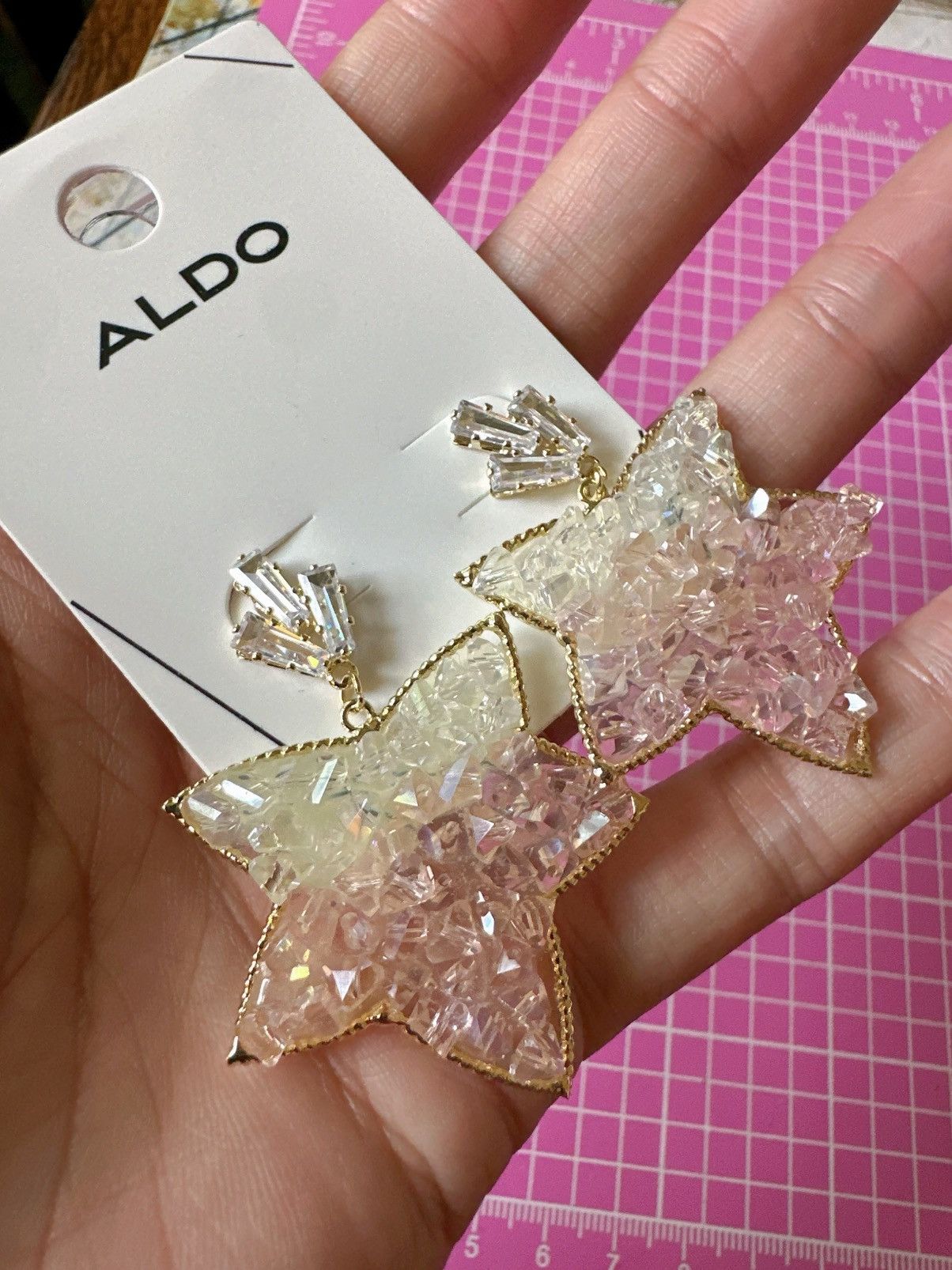 Aldo Aldo earrings beaded white pink gradient maple gold edge Size ONE SIZE - 2 Thumbnail