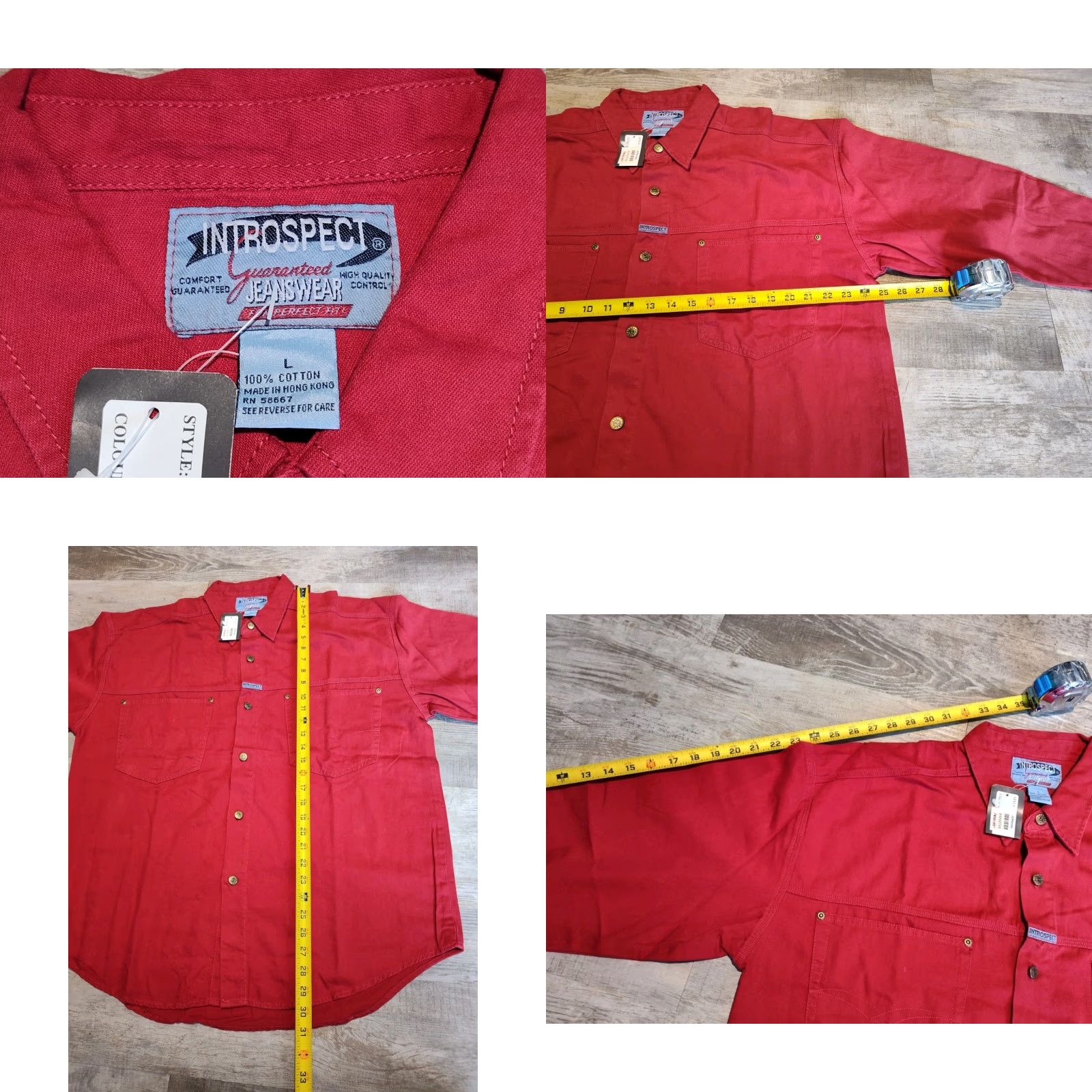 YOKE VINTAGE Introspect Western Long Sleeve Button Up Shirt Mens L Red Cowboy 90s Size US L / EU 52-54 / 3 - 8 Thumbnail