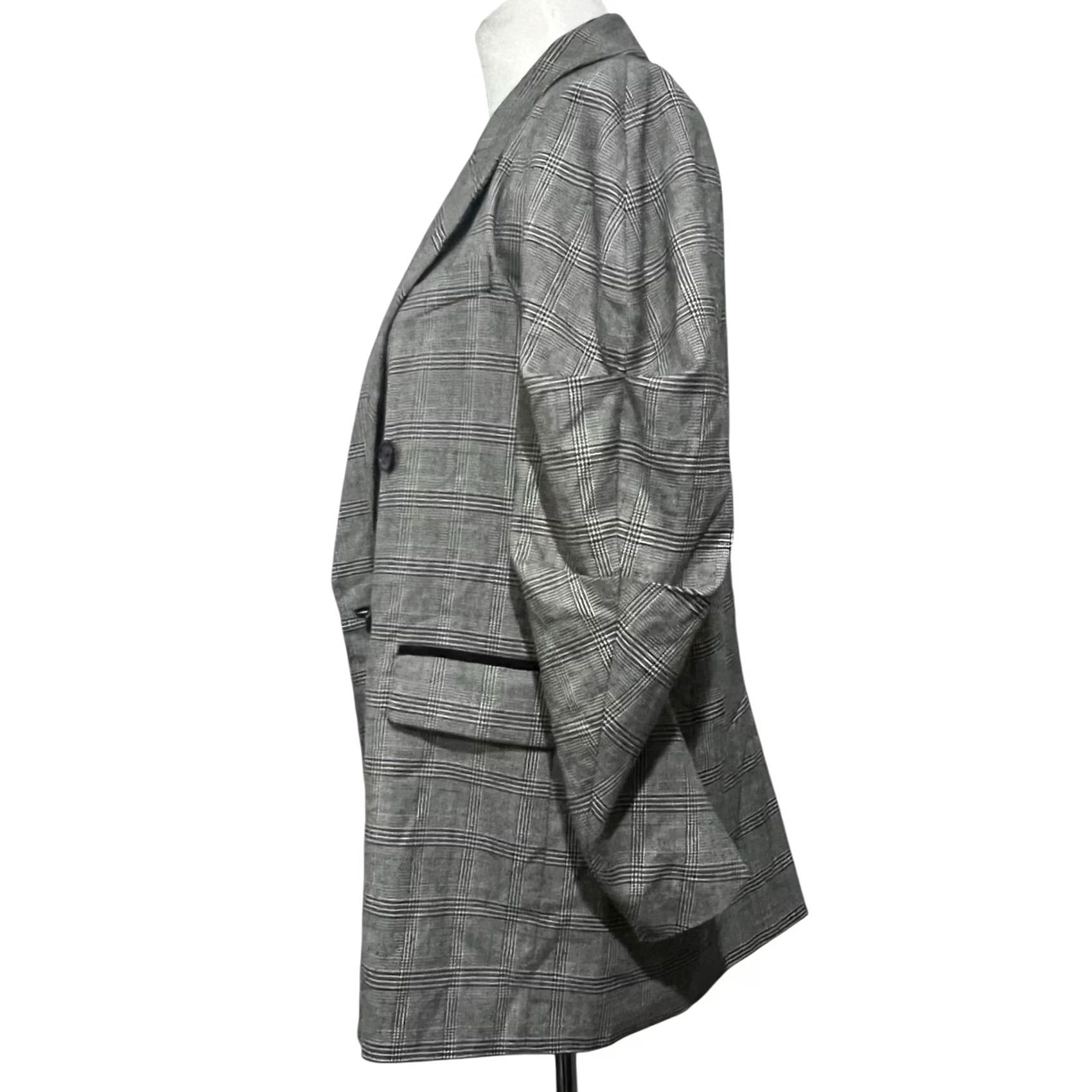 Joie Joie Tomika Blazer Jacket Black White Double-Breasted Ruched Sleeve Women’s Sz 4 Size S / US 4 / IT 40 - 6 Thumbnail