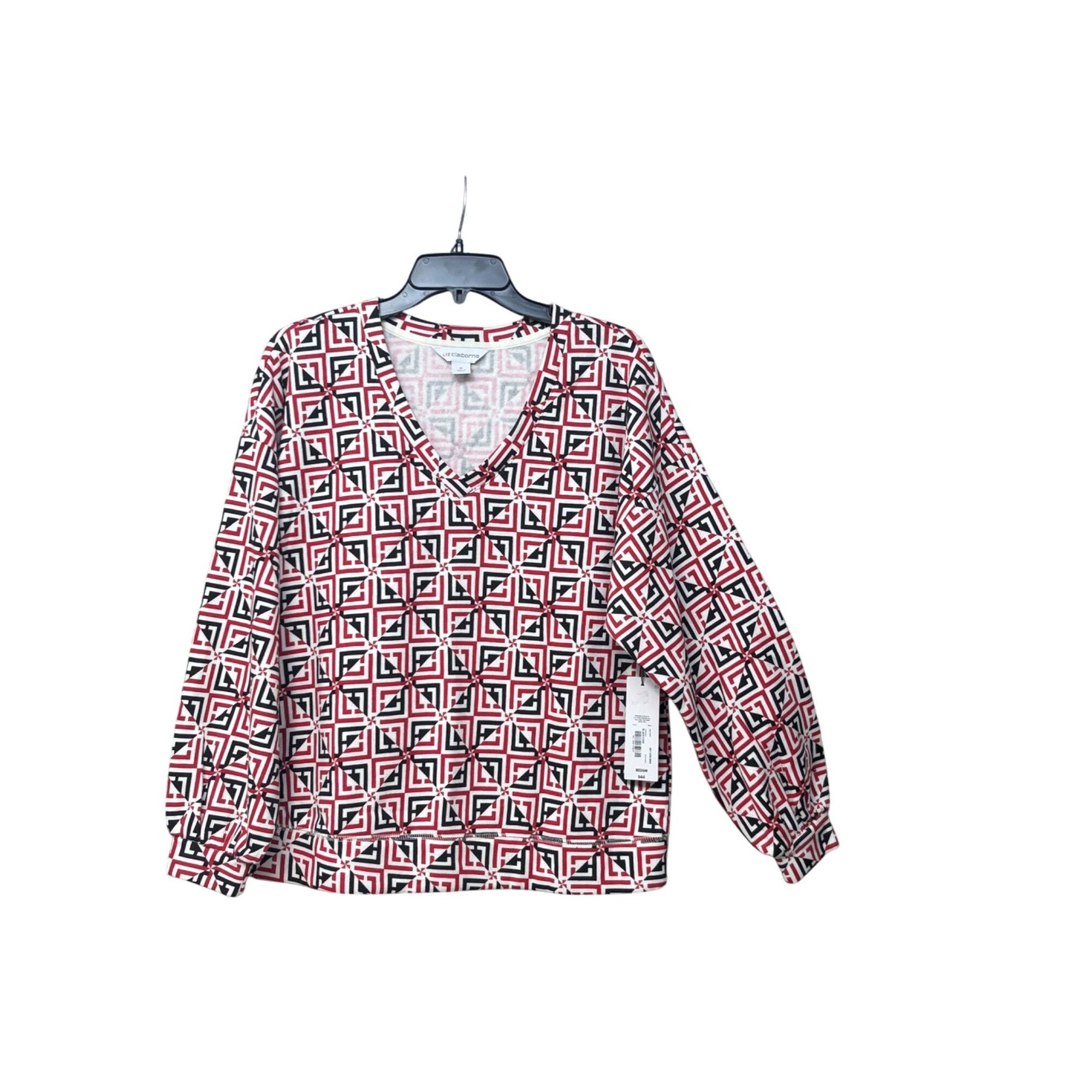 Liz Claiborne Liz Claiborne Women’s Printed V-neck Bishop Sleeve Sweatshir Size L / US 10 / IT 46 - 13 Thumbnail