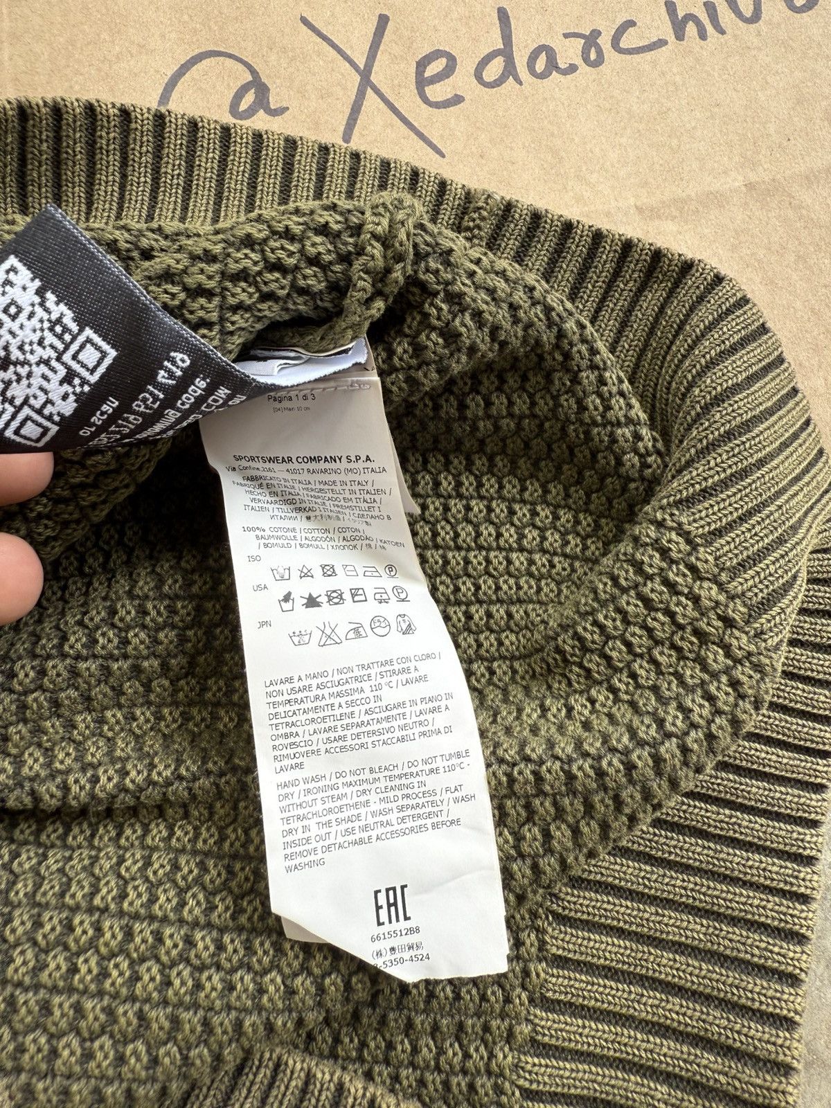 Stone Island Stone Island Khaki Green Textured Knit Sweater Size US L / EU 52-54 / 3 - 7 Thumbnail