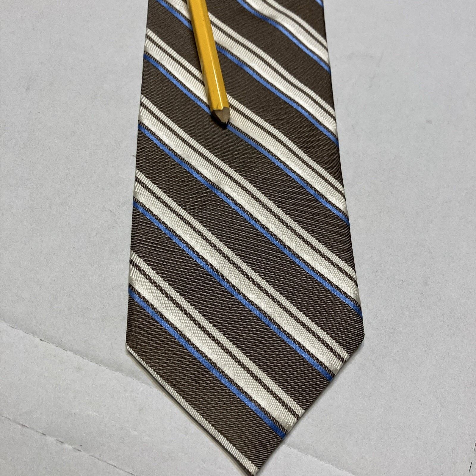 Brooks Brothers Brooks Brothers Tie Brown Blue Striped Business Formal Dance Size ONE SIZE - 7 Thumbnail