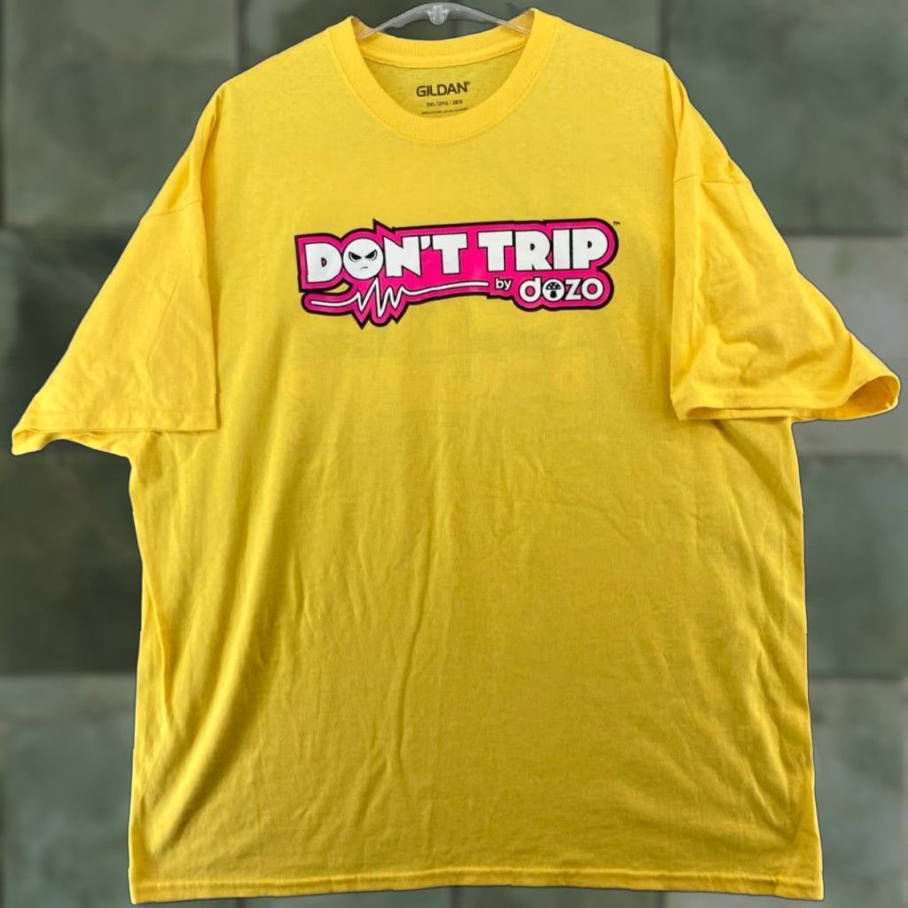 Gildan Dont Trip Dozo Mens TShirt 2XL Yellow Mushroom UFO Alien Gildan Shirt Adults 2XL Yellow Funny Retro 90s Theme Mens Size US XXL / EU 58 / 5 - 1 Thumbnail