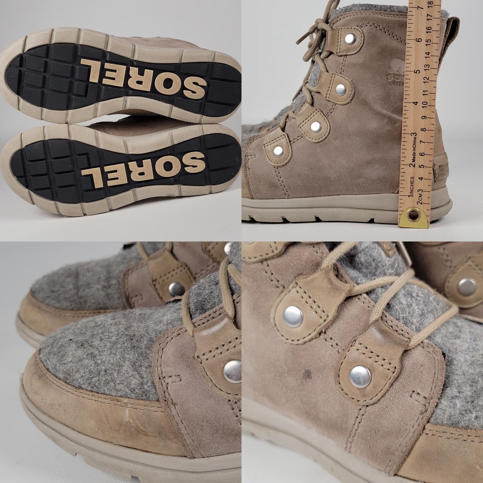 SOREL Sorel Explorer Joan Felt WP Winter Boots Women Size 7.5 EUR 38.5 Khaki Leather Size US 6 / IT 36 - 8 Thumbnail