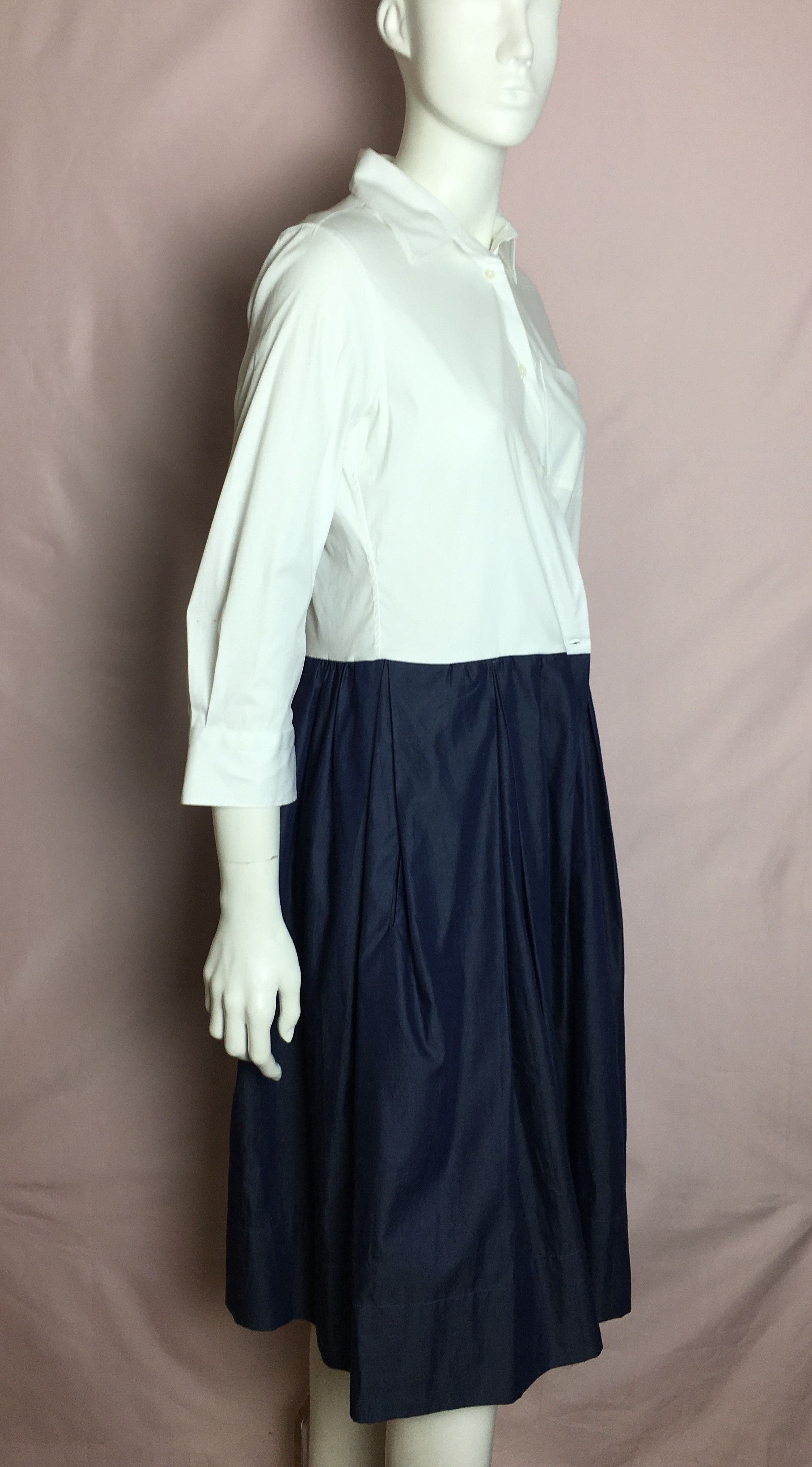 Other SARA ROKA Shirt Dress White/Navy Cotton EU 40 Size M / US 6-8 / IT 42-44 - 2 Thumbnail