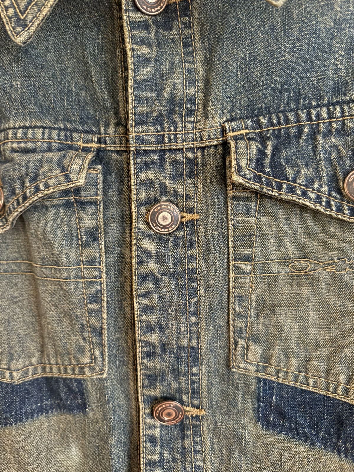 Oakley × Vintage VTG Oakley Distressed Denim Blue Jean Jacket Y2K Industrial Size US M / EU 48-50 / 2 - 4 Thumbnail
