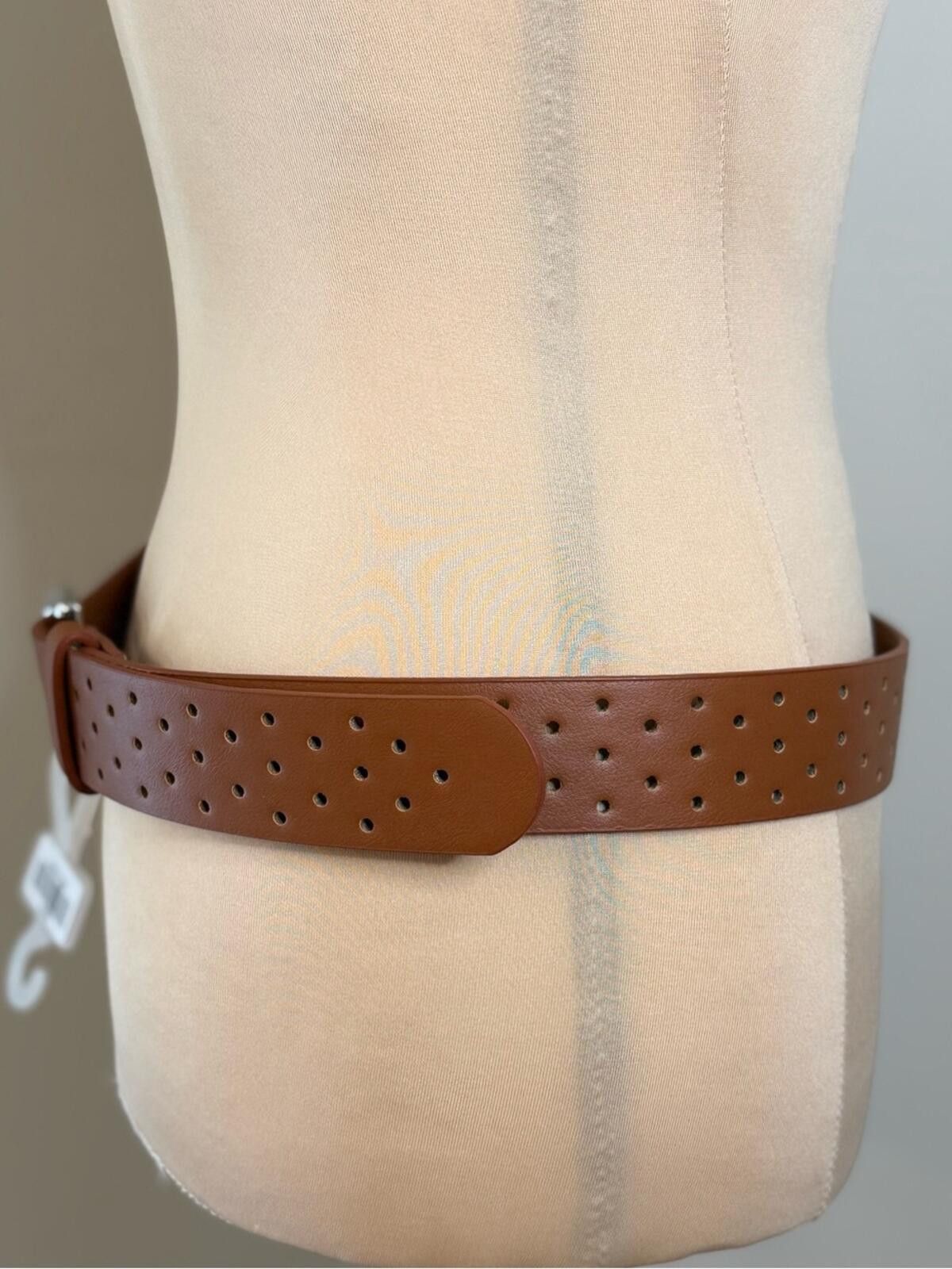 Other Brown Faux leather western belt round cutouts SZ 43” Size ONE SIZE - 3 Thumbnail