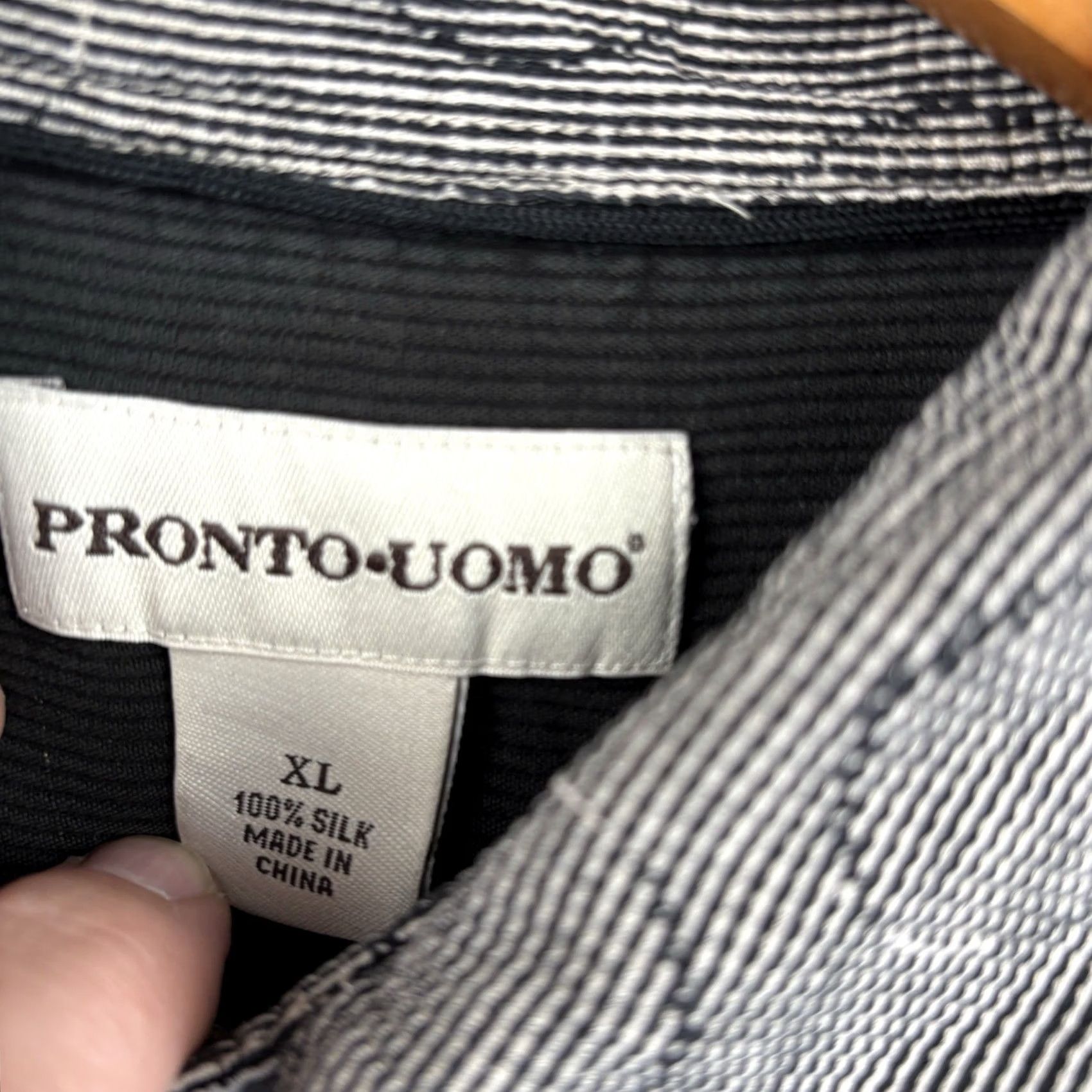 Pronto Uomo Pronto Uomo Silk Shirt Mens XL Gray Short Sleeve Button-Up Geometric Casual Shirt Size US XL / EU 56 / 4 - 3 Thumbnail