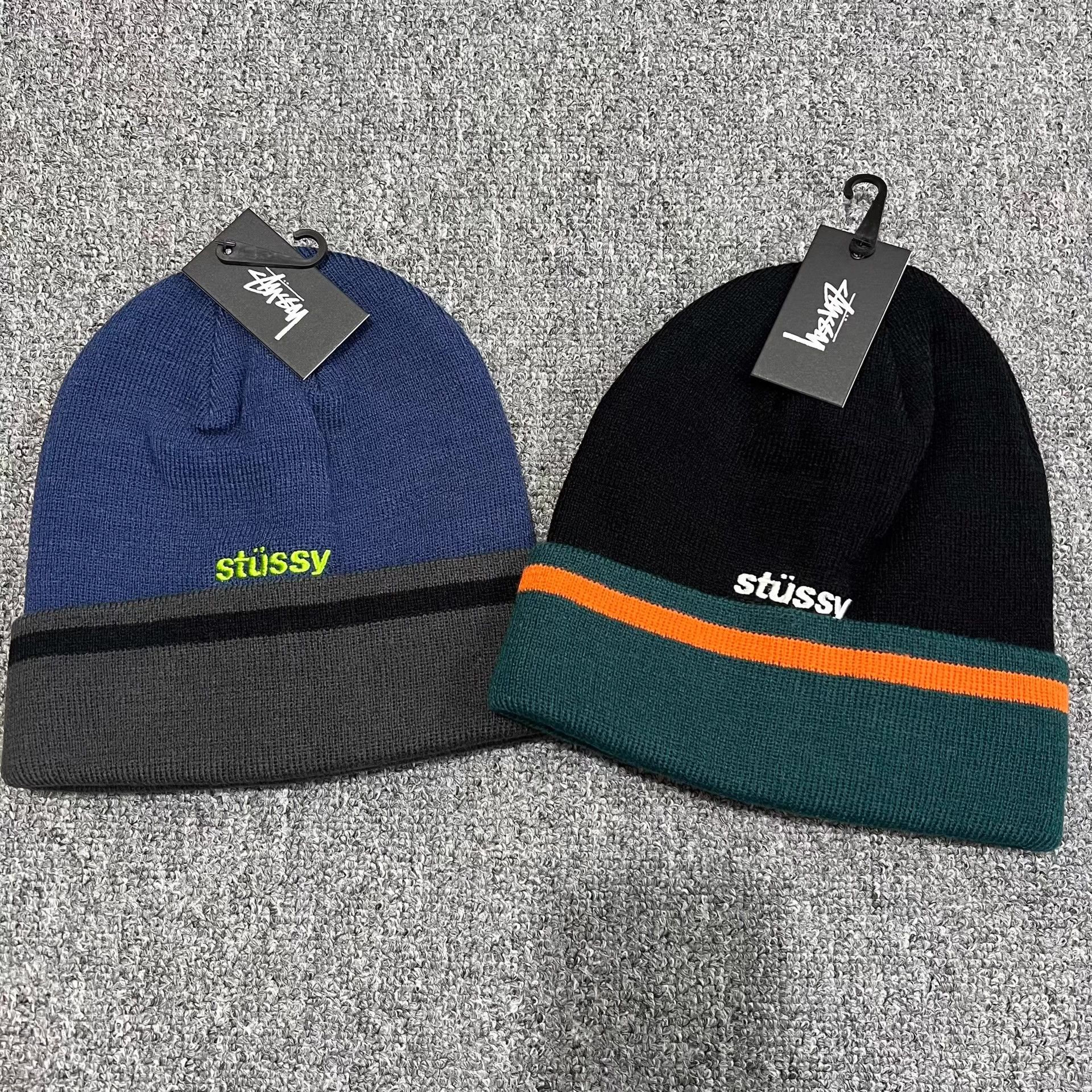 Stussy Stussy Color-Block Striped Embroidered Knit Beanie Q7 Size ONE SIZE - 1 Thumbnail