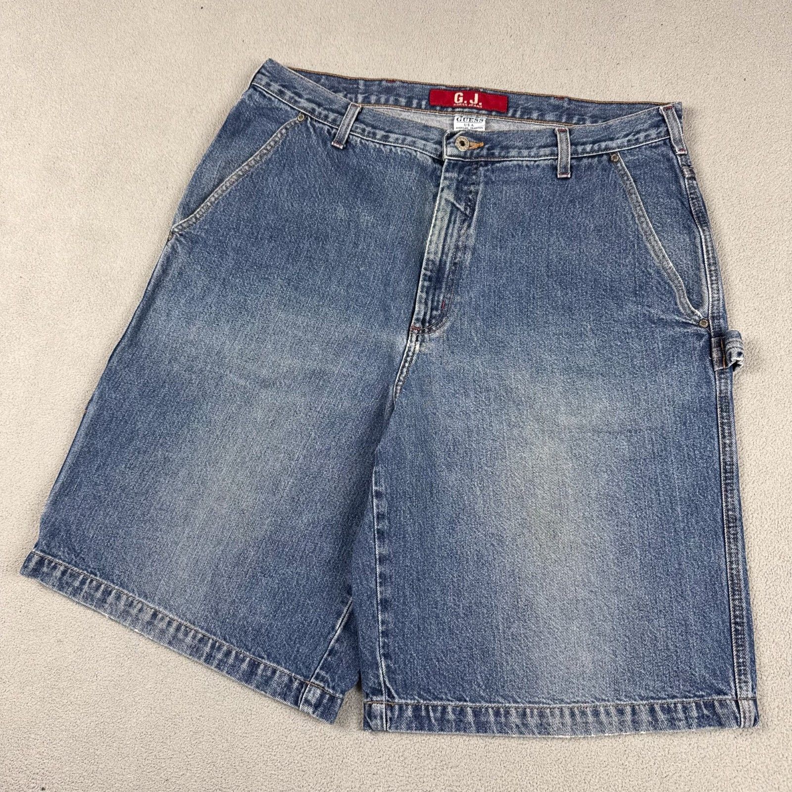 Guess Guess Vintage Denim Shorts 38 Blue Carpenter Jorts Y2K Size US 38 / EU 54 - 3 Thumbnail