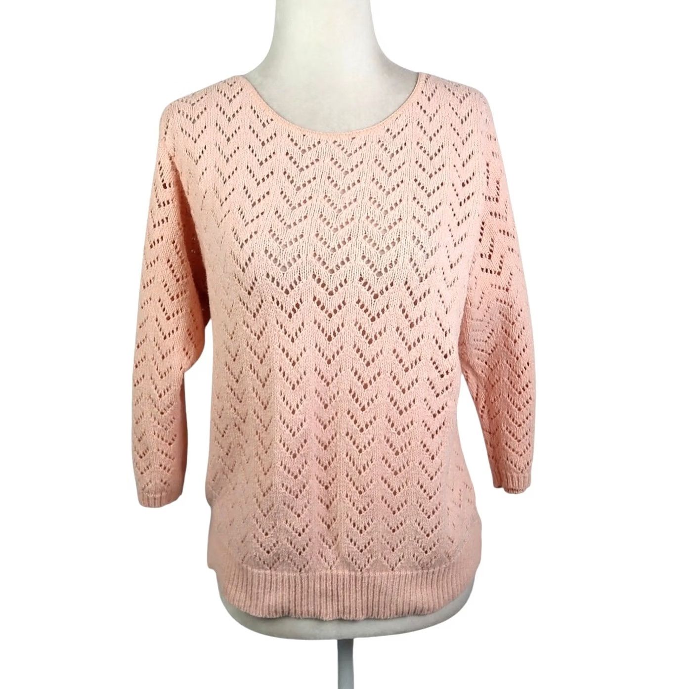 Vintage VINTAGE It's Pure Gould Peach Crochet Knit Sweater 80s Orange S Womens Size S / US 4 / IT 40 - 2 Thumbnail