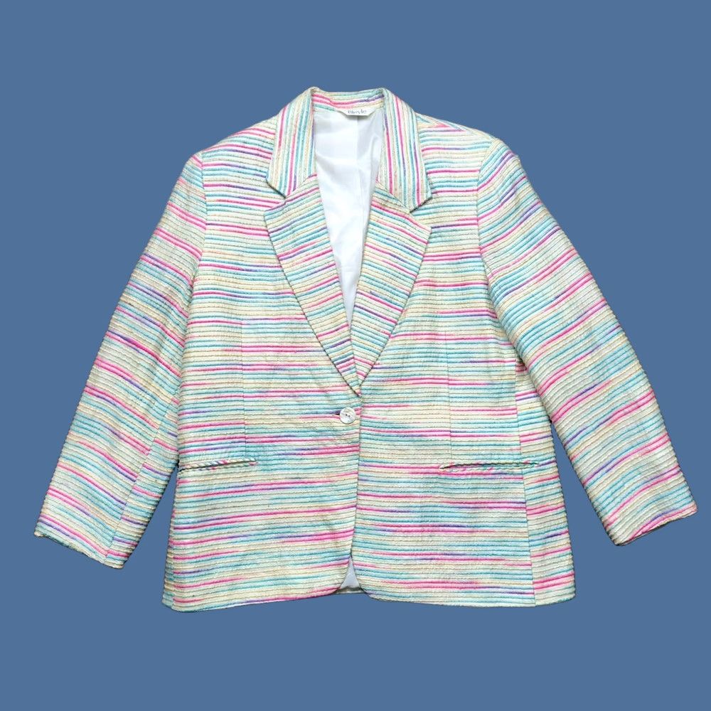 Vintage VINTAGE Bleyle 100% Silk Blazer Jacket Women’s Size 12 Blue Silk Blazer Mens Ladies Womens Size XL / US 12-14 / IT 48-50 - 1 Thumbnail