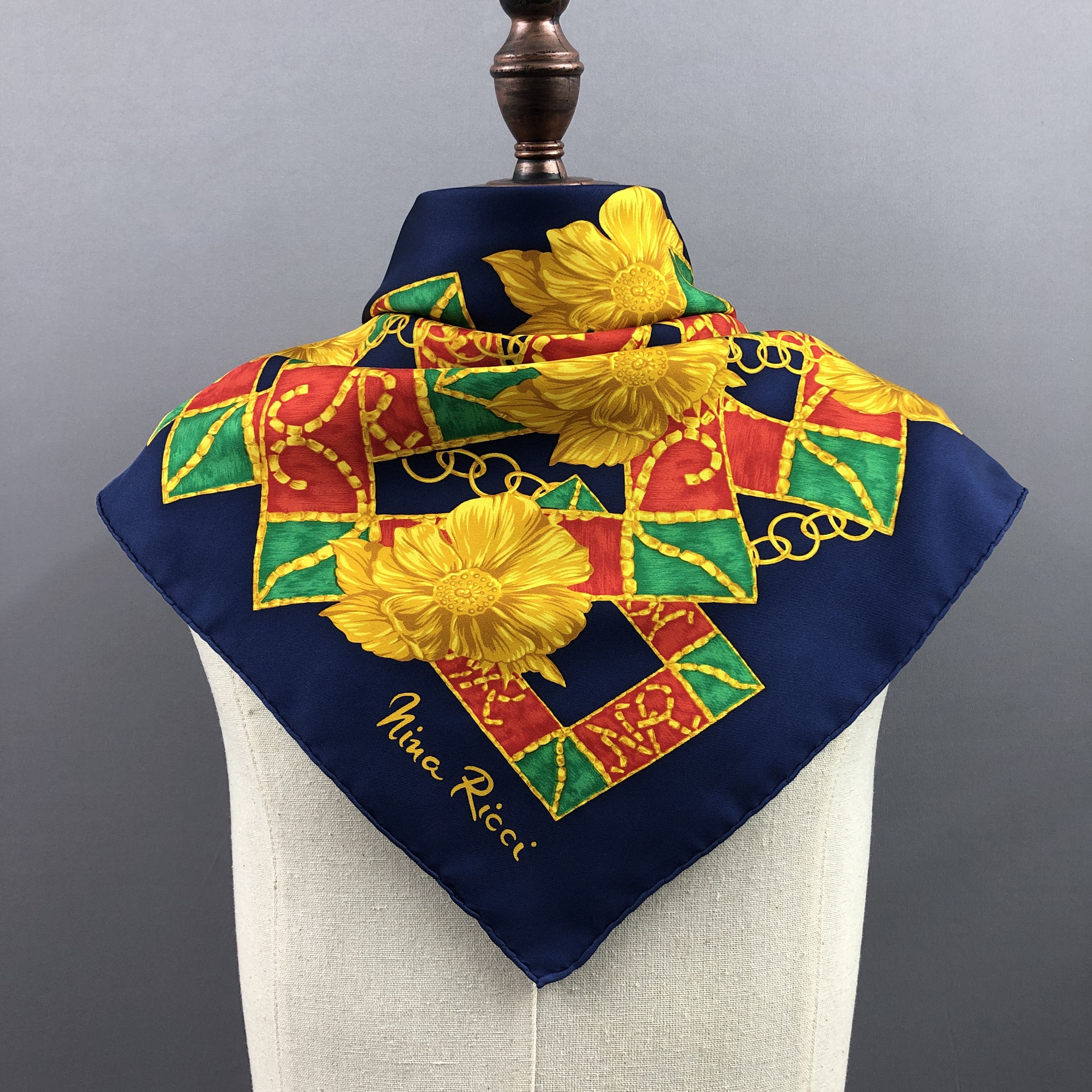 Nina Ricci × Vintage Vintage Nina Ricci SILK Scarf Twill Stole Wraps Scarves Size ONE SIZE - 3 Thumbnail