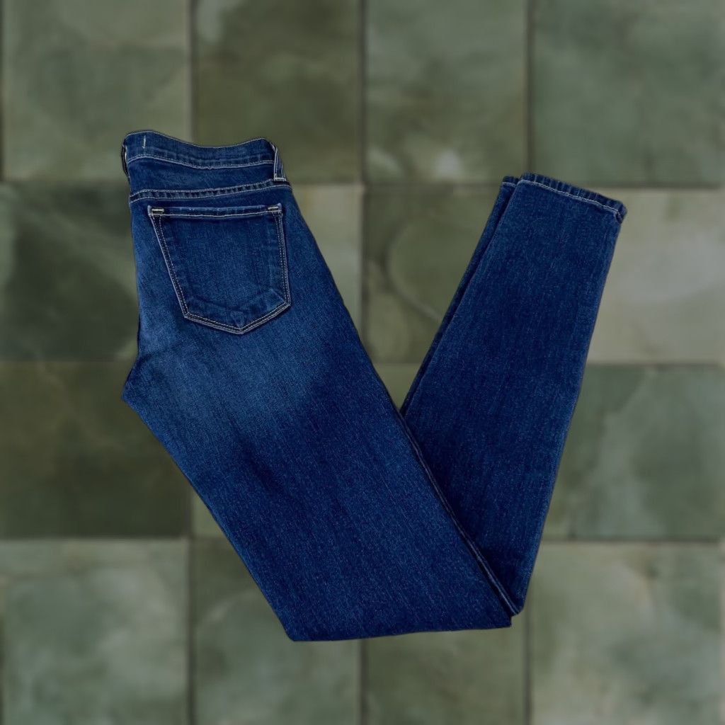 Vintage Flying Monkey Womens Distressed Skinny Jeans 26 Blue Medium Wash Denim Stretch Low Rise Size 26" / US 2 / IT 38 - 1 Thumbnail